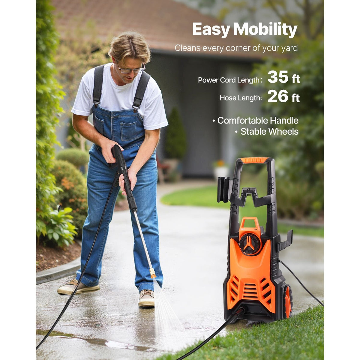Electric Pressure Washer, Max 4500 PSI and 3.2 GPM, High Power Pressure Cleaning Machine with 4 Quick Connect Nozzles and a Foam Cannon, Ideal for Cars/Fences/Driveways/Patios/Home Cleaning