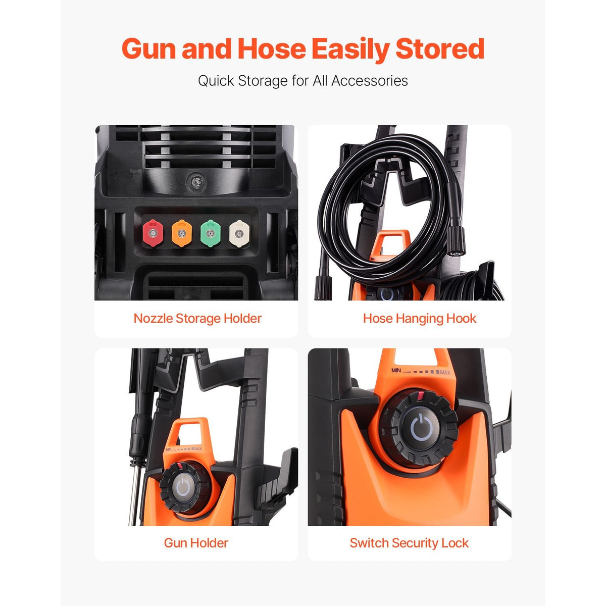 Electric Pressure Washer, Max 4500 PSI and 3.2 GPM With Pressure Adjustment, High Power Pressure Cleaning Machine with 4 Quick Connect Nozzles, for Cars/Fences/Driveways/Patios/Home Cleaning
