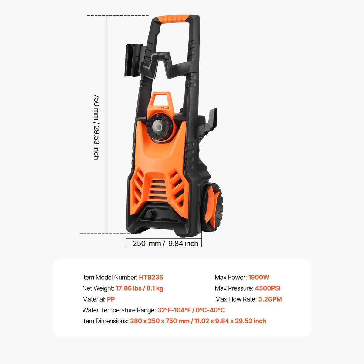 Electric Pressure Washer, Max 4500 PSI and 3.2 GPM With Pressure Adjustment, High Power Pressure Cleaning Machine with 4 Quick Connect Nozzles, for Cars/Fences/Driveways/Patios/Home Cleaning