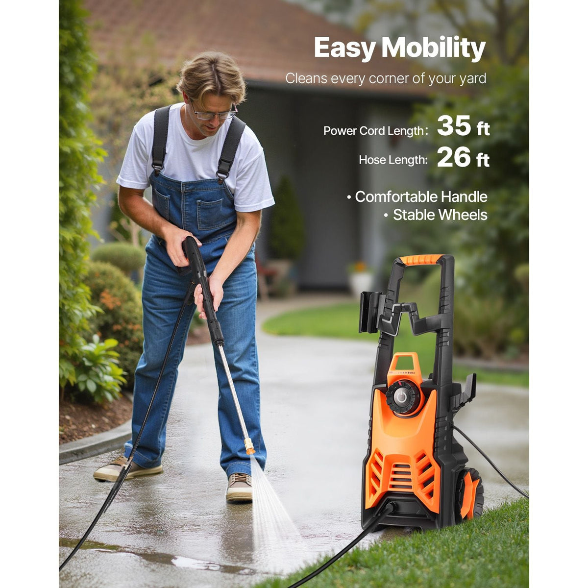 Electric Pressure Washer, Max 4500 PSI and 3.2 GPM With Pressure Adjustment, High Power Pressure Cleaning Machine with 4 Quick Connect Nozzles, for Cars/Fences/Driveways/Patios/Home Cleaning