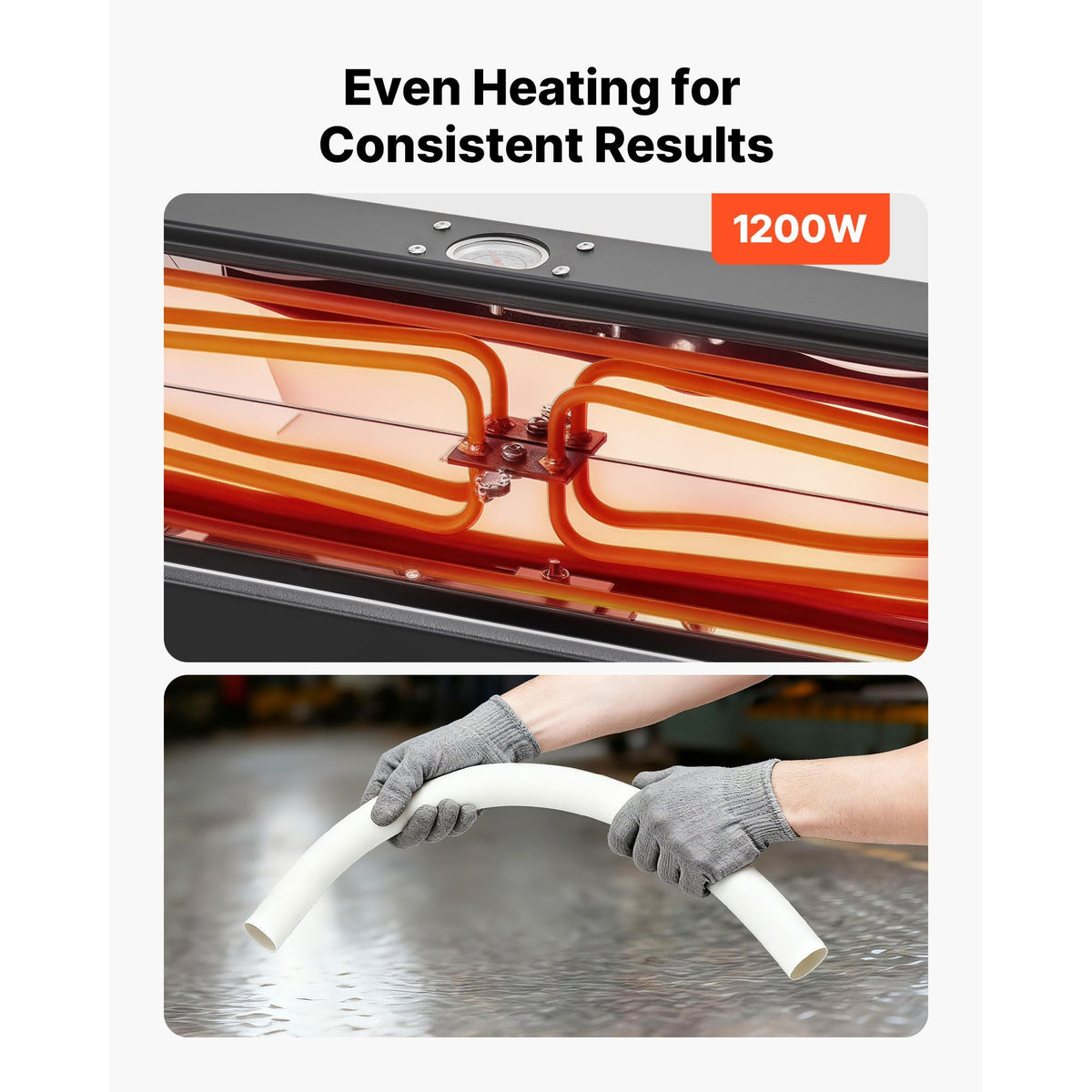 Electric PVC Conduit Heater, 1/2" to 2", 1200W Rapid and Even Heating, PVC Bender Heater Pipe Bending Tool with Carrying Handle, Easy to Use, for Construction Crews, DIY Enthusiasts, Workshop