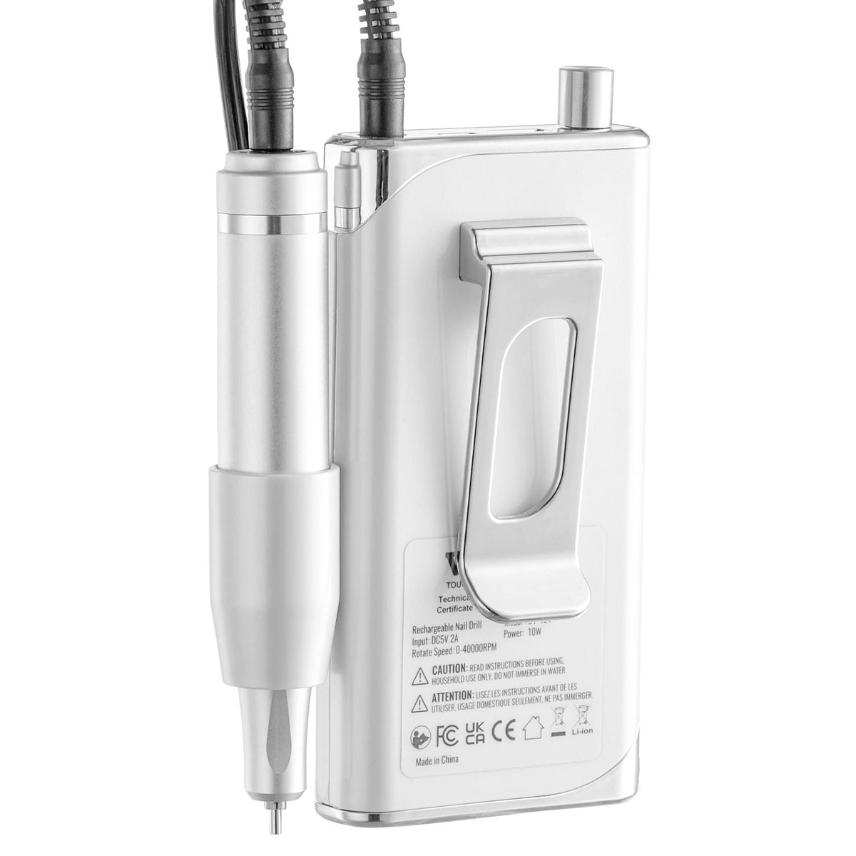 Electric Rechargeable Nail Drill, 40,000RPM Portable Cordless Nail E File Machine, LCD-Display Acrylic Gel Grinder Tool with 6 Bits and 50PCS Sanding Bands for Manicure Pedicure Carve Polish