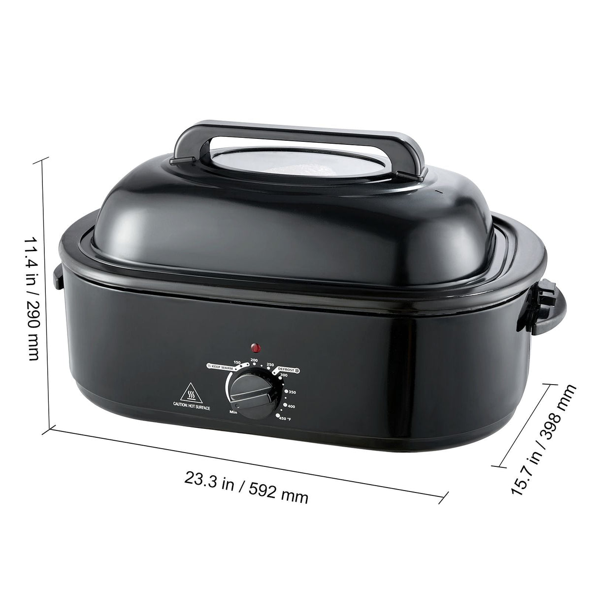 Electric Roaster Oven, 20 QT Turkey Roaster Oven with Self-Basting Lid, 1450W Roaster Oven with Defrost & Warm Function, Adjustable Temperature, Removable Pan & Rack, Fits Turkeys Up to 24LBS