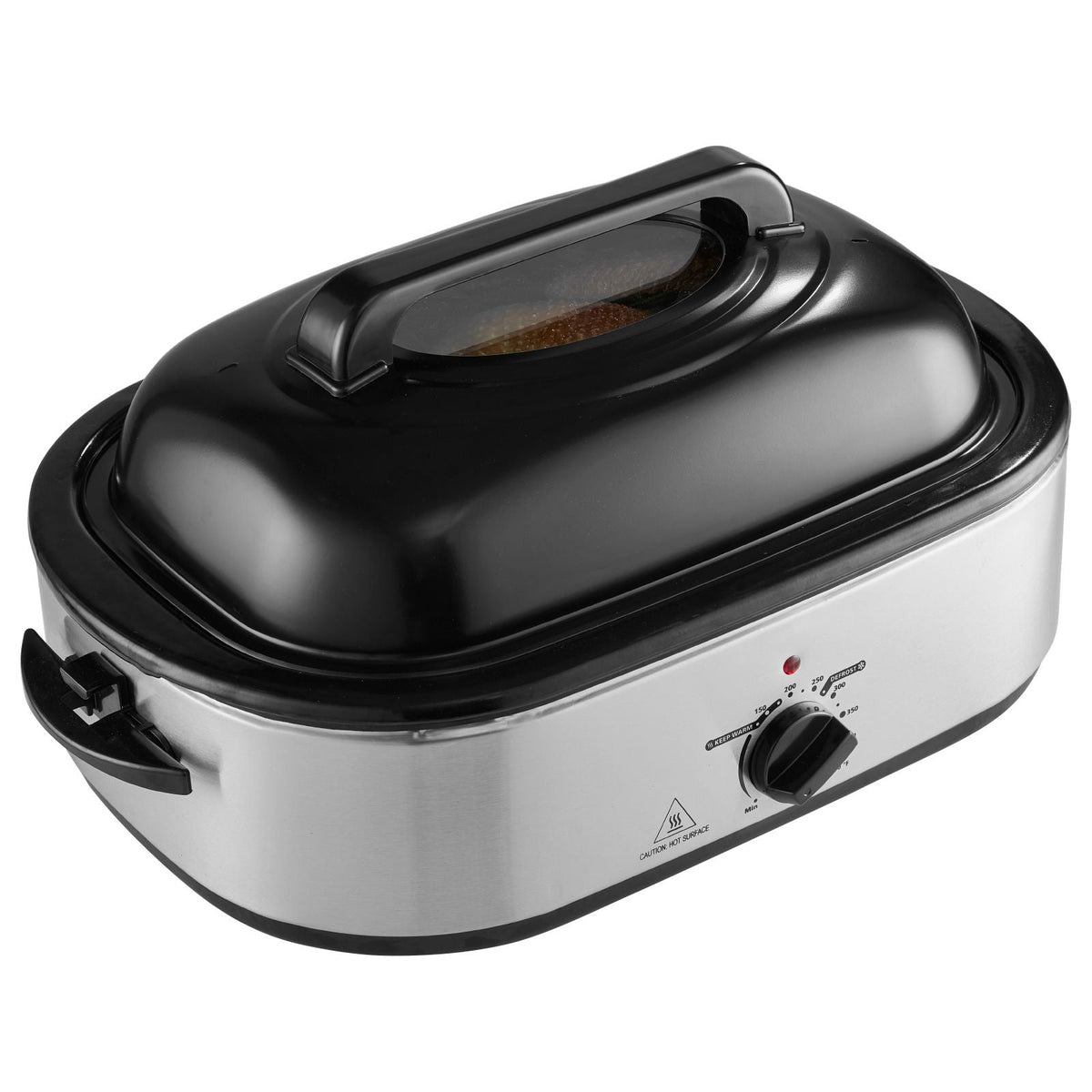 Electric Roaster Oven, 22 QT Turkey Roaster Oven with Self-Basting Lid, 1450W Roaster Oven with Defrost & Warm Function, Adjustable Temp, Removable Pan & Rack, Fits Turkeys Up to 26LBS, Silver