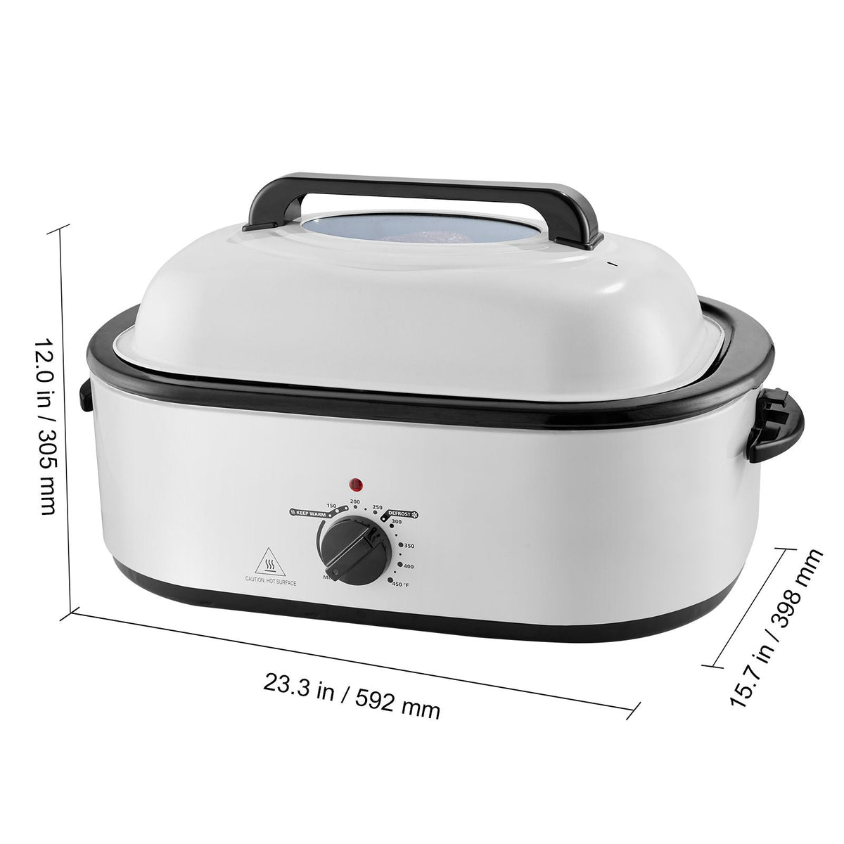 Electric Roaster Oven, 22 QT Turkey Roaster Oven with Self-Basting Lid, 1450W Roaster Oven with Defrost & Warm Function, Adjustable Temp, Removable Pan & Rack, Fits Turkeys Up to 26LBS, White