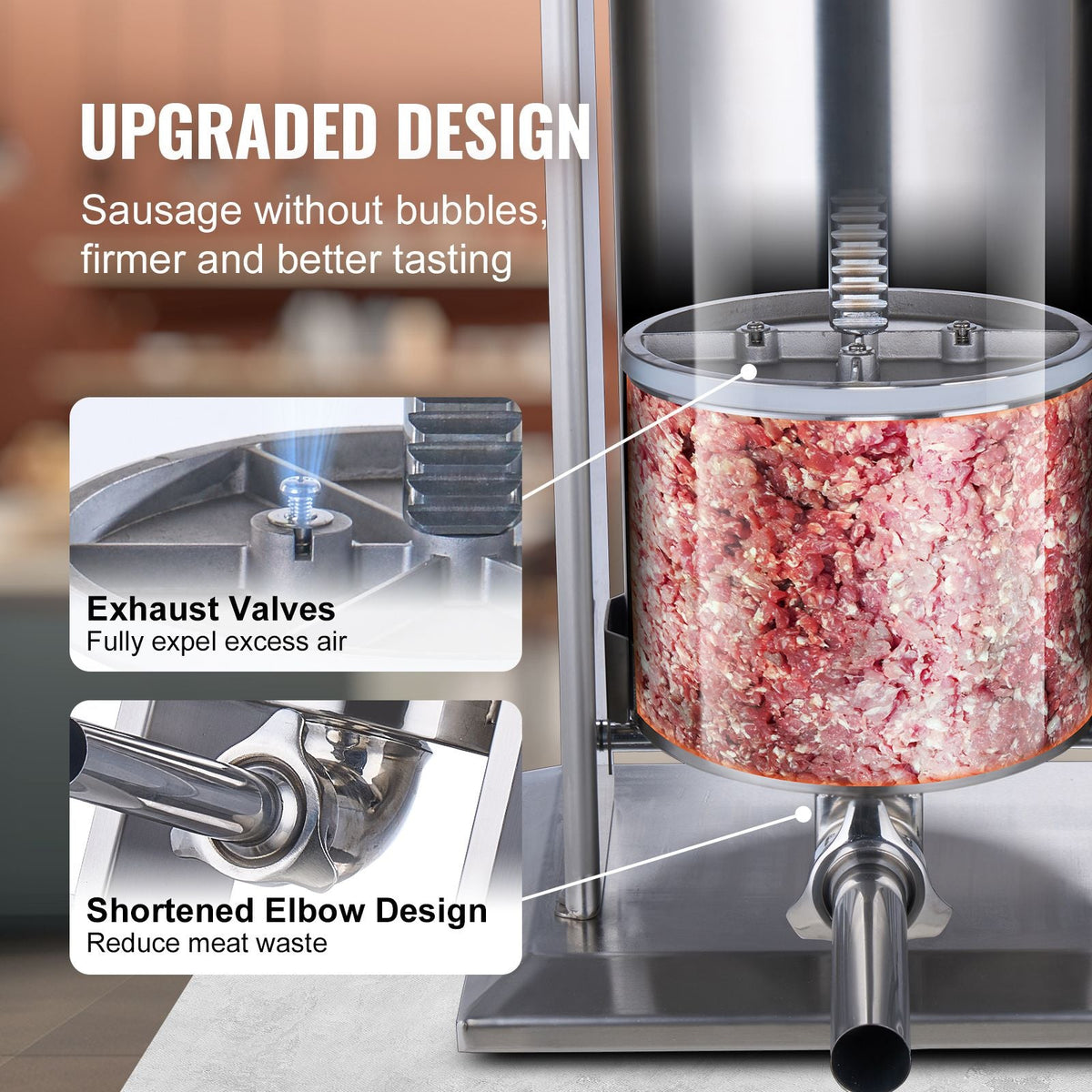 Electric Sausage Stuffer, 25 L / 55 LBS Vertical Meat Stuffer, 400W Motor, Stepless Speed Control and Foot Pedal, Made of Food-grade 304 Stainless Steel, 5 Stuffing Tubes for Home, Commercial