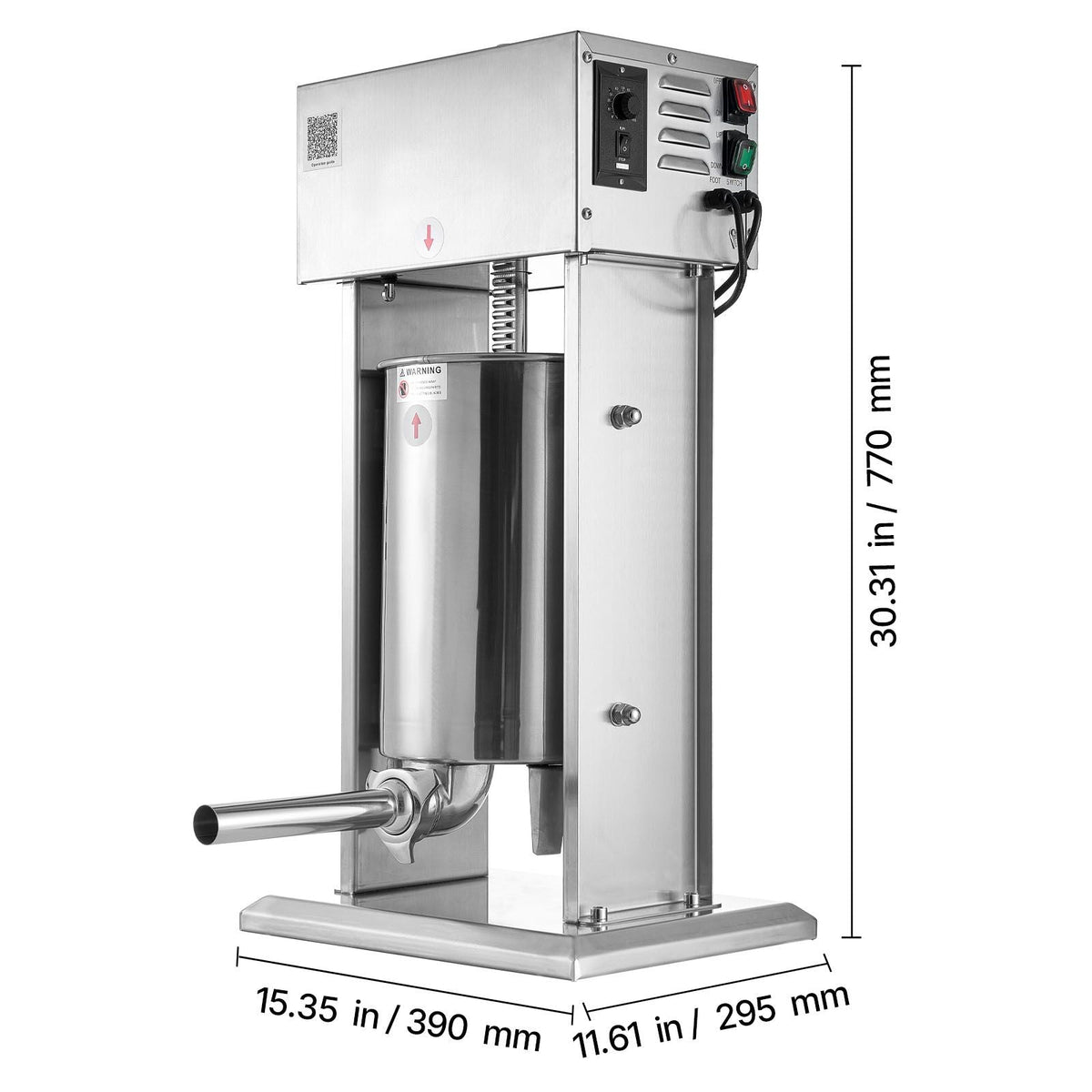 Electric Sausage Stuffer, 25 LBS / 12 L Vertical Meat Stuffer, Stepless Speed Control and Foot Pedal, Stainless Steel Heavy Duty Sausage Filler with 4 Stuffing Tubes, for Commercial & Home Use
