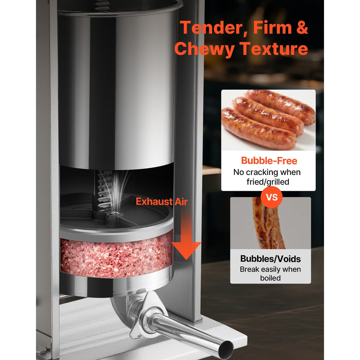 Electric Sausage Stuffer, 55 LBS / 25 L Vertical Meat Stuffer, Stepless Speed Control and Foot Pedal, Stainless Steel Heavy Duty Sausage Filler with 5 Stuffing Tubes, for Commercial & Home Use