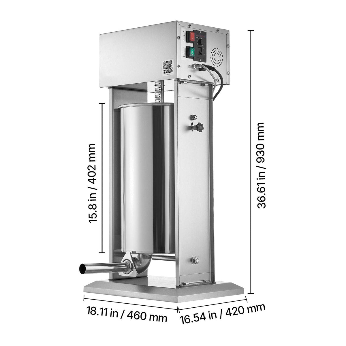 Electric Sausage Stuffer, 55 LBS / 25 L Vertical Meat Stuffer, Stepless Speed Control and Foot Pedal, Stainless Steel Heavy Duty Sausage Filler with 5 Stuffing Tubes, for Commercial & Home Use