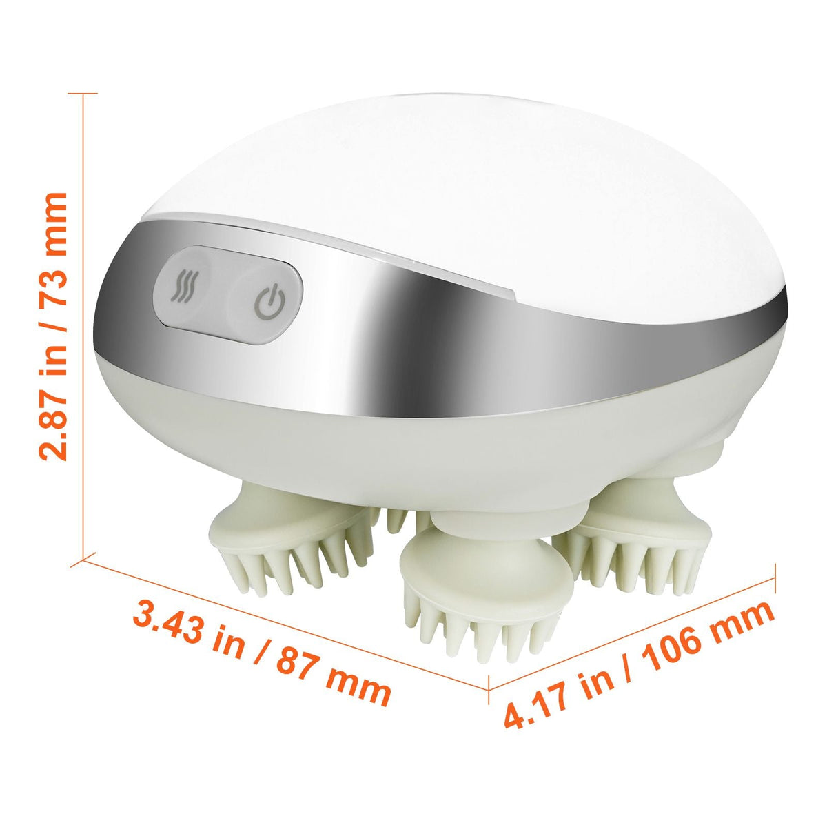 Electric Scalp Massager with Heat, Rechargeable Heated Head Massager, IPX7 Waterproof | Portable Kneading Scalp Scratcher with 8 Removable Massage Head for Hair Growth, Deep Clean, Stress Relax