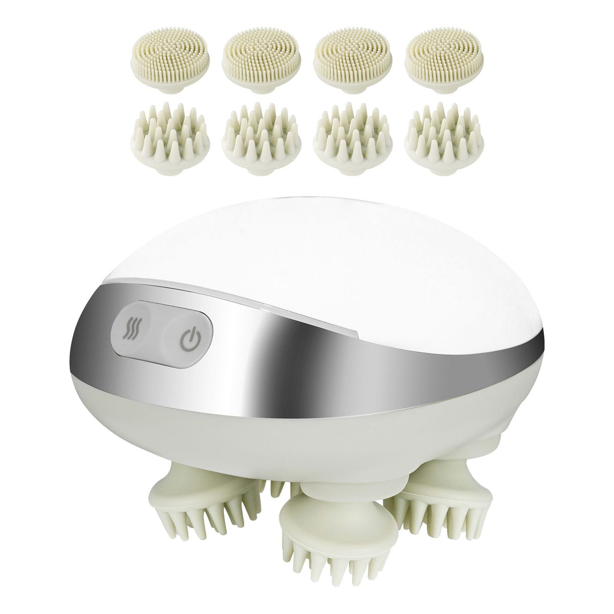 Electric Scalp Massager with Heat, Rechargeable Heated Head Massager, IPX7 Waterproof | Portable Kneading Scalp Scratcher with 8 Removable Massage Head for Hair Growth, Deep Clean, Stress Relax