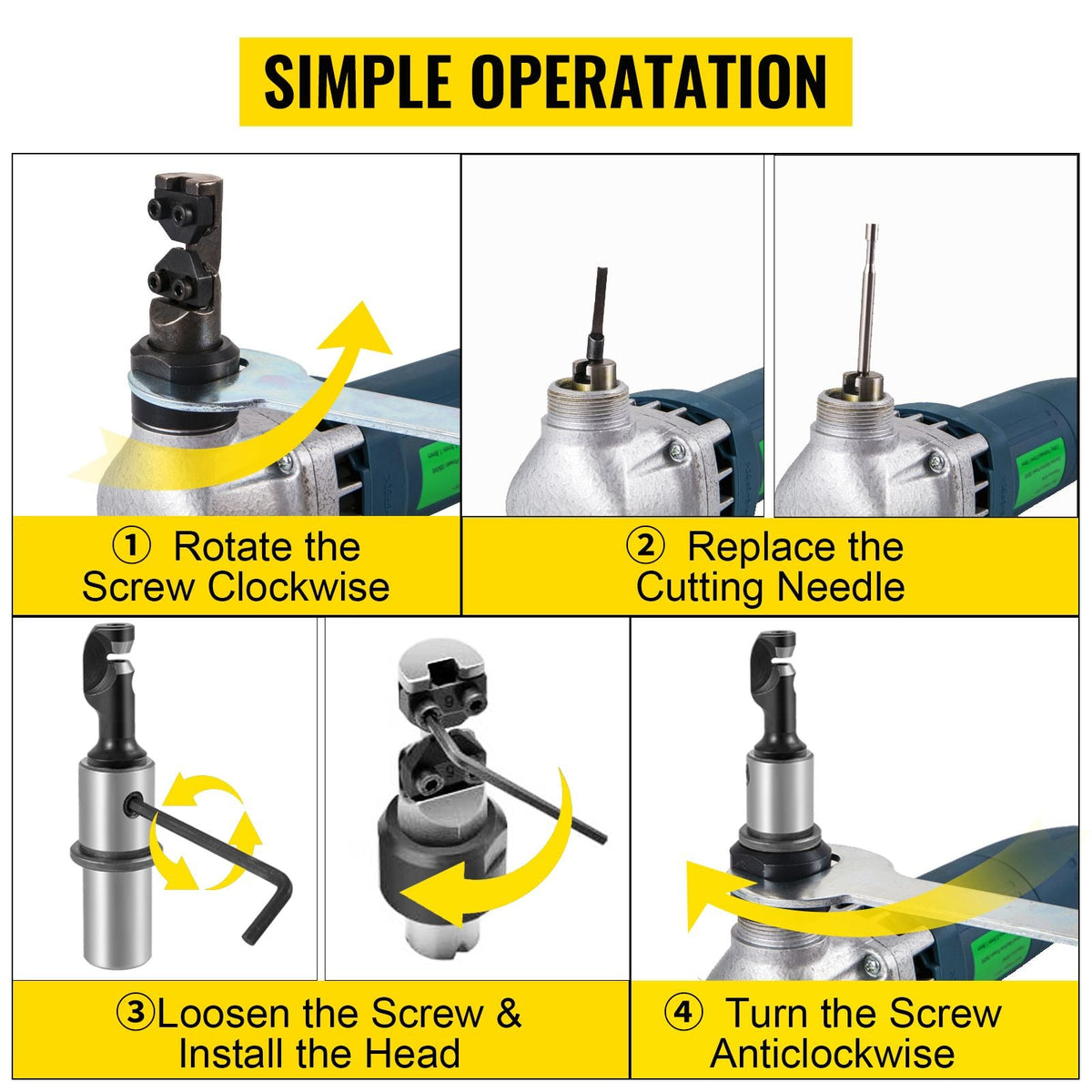 Electric Sheet Metal Cutter, 380W Power, 1800RPM Rotor Speed, 0.07in/1.8mm Cutting Capacity, Includes Replacement Blades and Storage Case, Ideal for Stainless Steel, Aluminium, Plastic