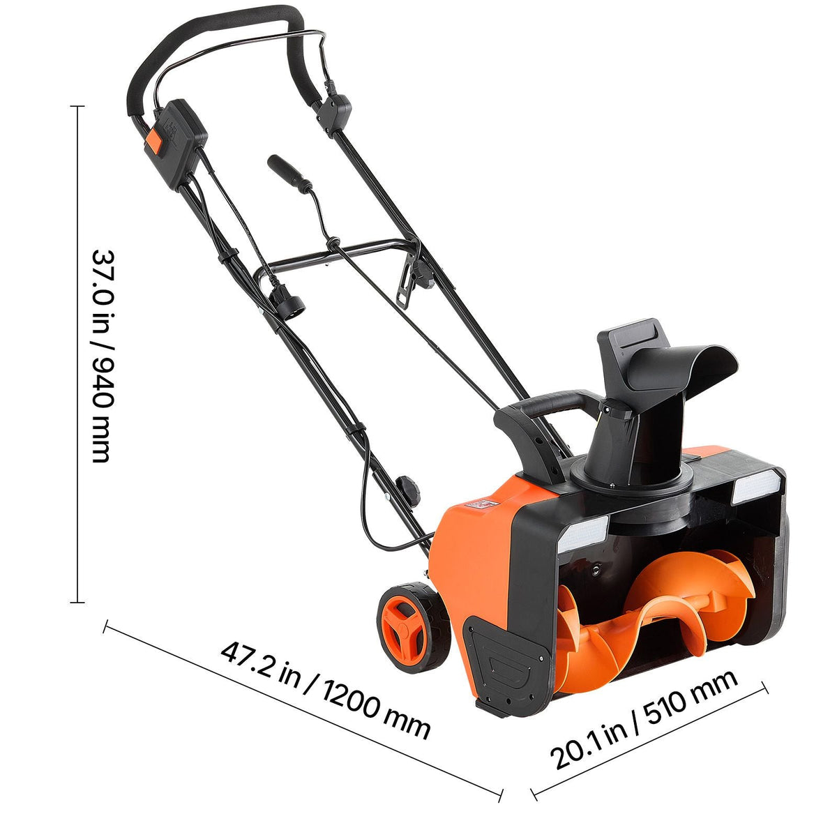 Electric Snow Blower, 20 inch 15A Corded Snow Thrower with Dual LED Headlights & 180° Rotating Chute, 25FT Throwing Distance, 12" Depth Clearing, Walk-Behind Snowblower for Driveway Sidewalk