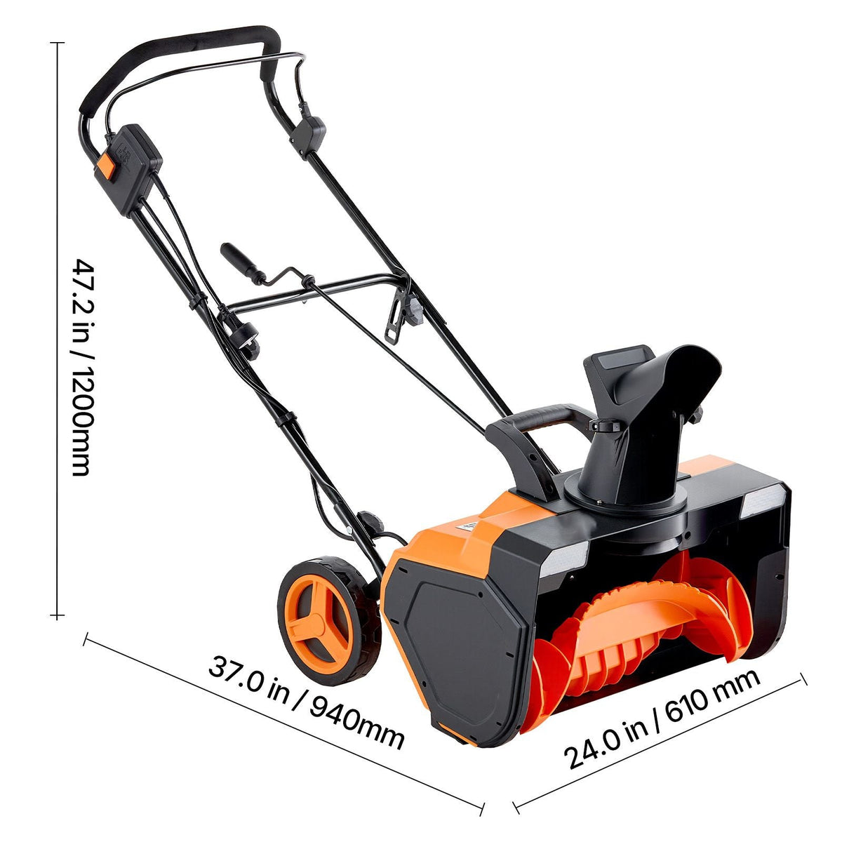 Electric Snow Blower, 23 inch 15A Corded Snow Thrower with Dual LED Headlights & 180° Rotating Chute, 25FT Throwing Distance, 12" Depth Clearing, Walk-Behind Snowblower for Driveway Sidewalk