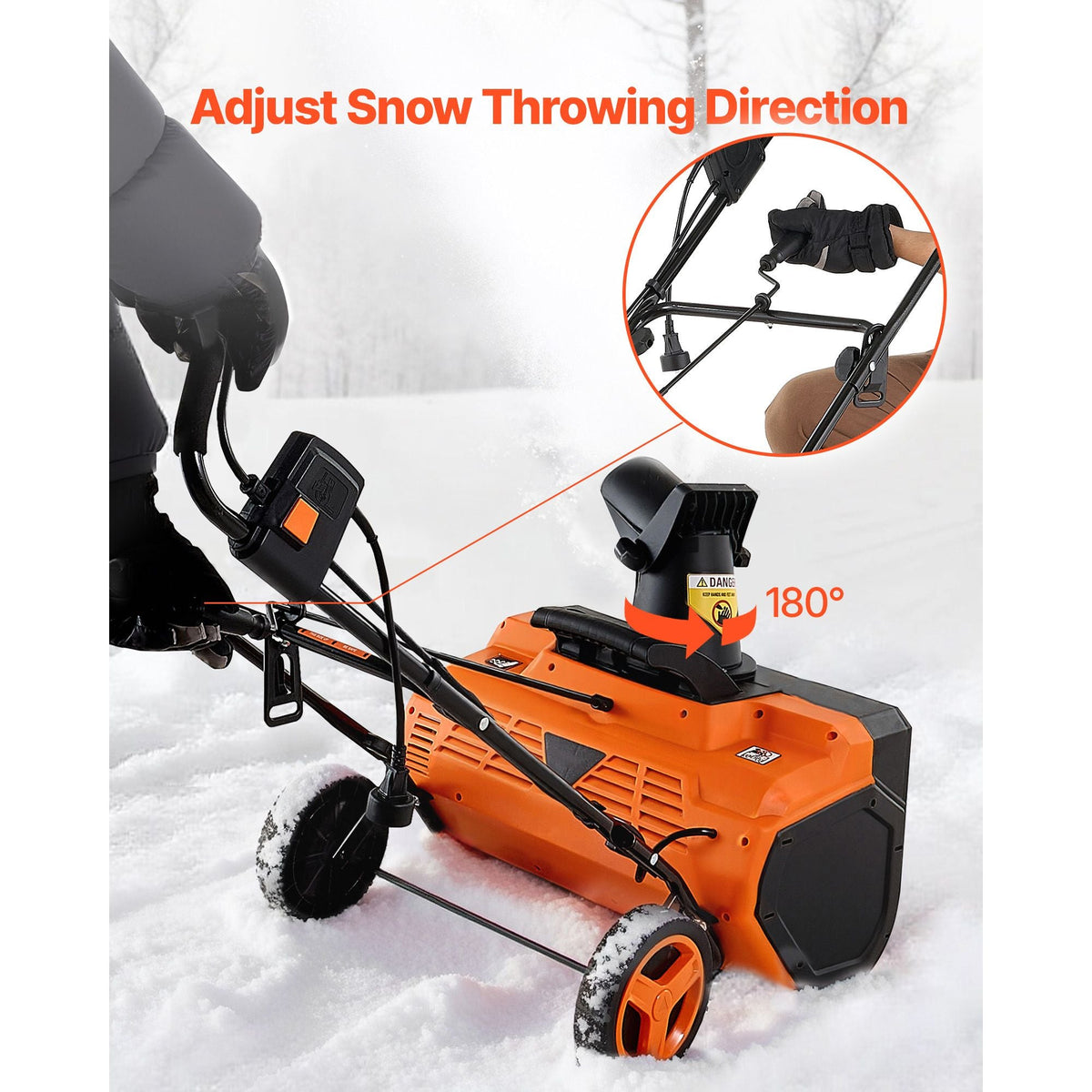 Electric Snow Blower, 23 inch 15A Corded Snow Thrower with Dual LED Headlights & 180° Rotating Chute, 25FT Throwing Distance, 12" Depth Clearing, Walk-Behind Snowblower for Driveway Sidewalk