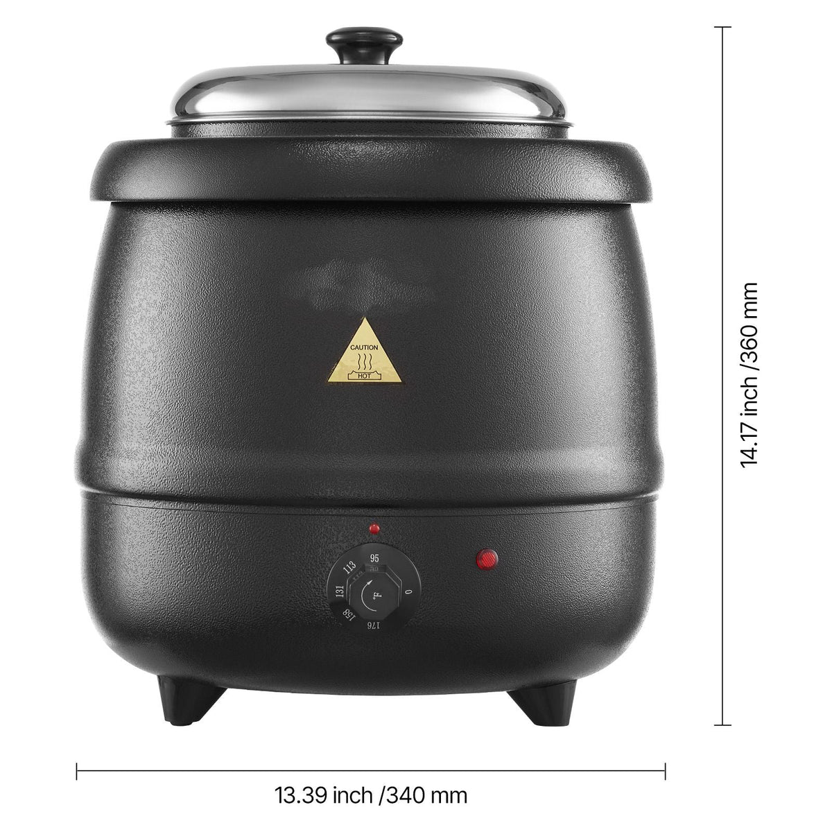 Electric Soup Warmer, 10QT Commercial Soup Kettle with 304 Stainless Steel Detachable Insert Pot, 95~176 Fahrenheit Adjustable Temperature, Soup Station for Restaurant and Big Family, Black