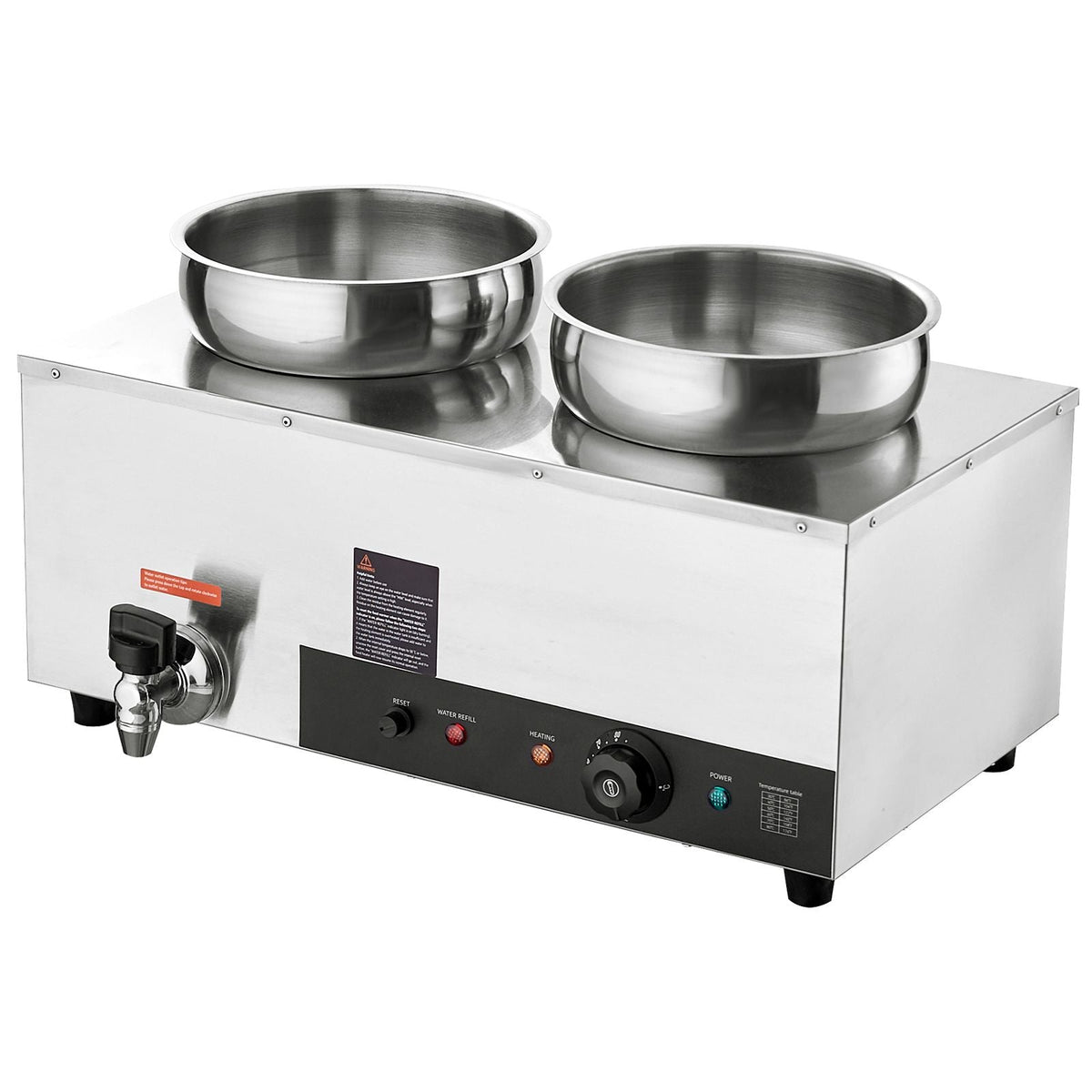 Electric Soup Warmer, Dual 7.4QT Stainless Steel Round Pot, 1200W Commercial Food Warmer, 86~185 Fahrenheit Adjustable Temp, Bain Marie with Anti-Dry Burn and Reset Button