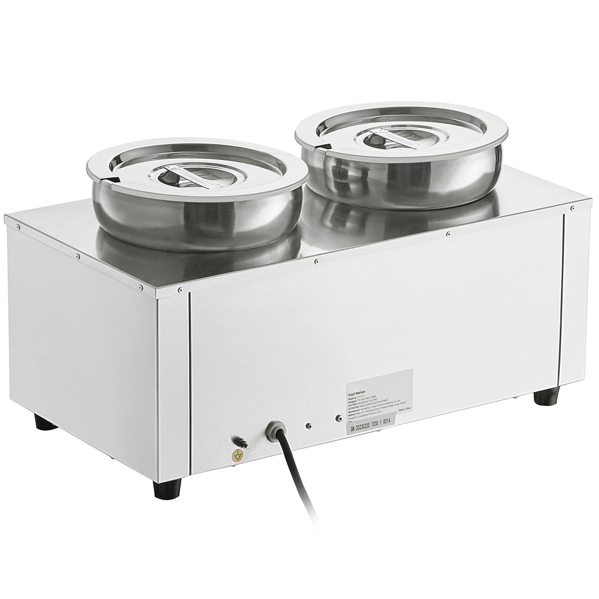 Electric Soup Warmer, Dual 7.4QT Stainless Steel Round Pot, 1200W Commercial Food Warmer, 86~185 Fahrenheit Adjustable Temp, Bain Marie with Anti-Dry Burn and Reset Button