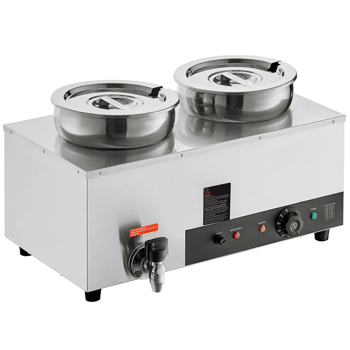 Electric Soup Warmer, Dual 7.4QT Stainless Steel Round Pot, 1200W Commercial Food Warmer, 86~185 Fahrenheit Adjustable Temp, Bain Marie with Anti-Dry Burn and Reset Button