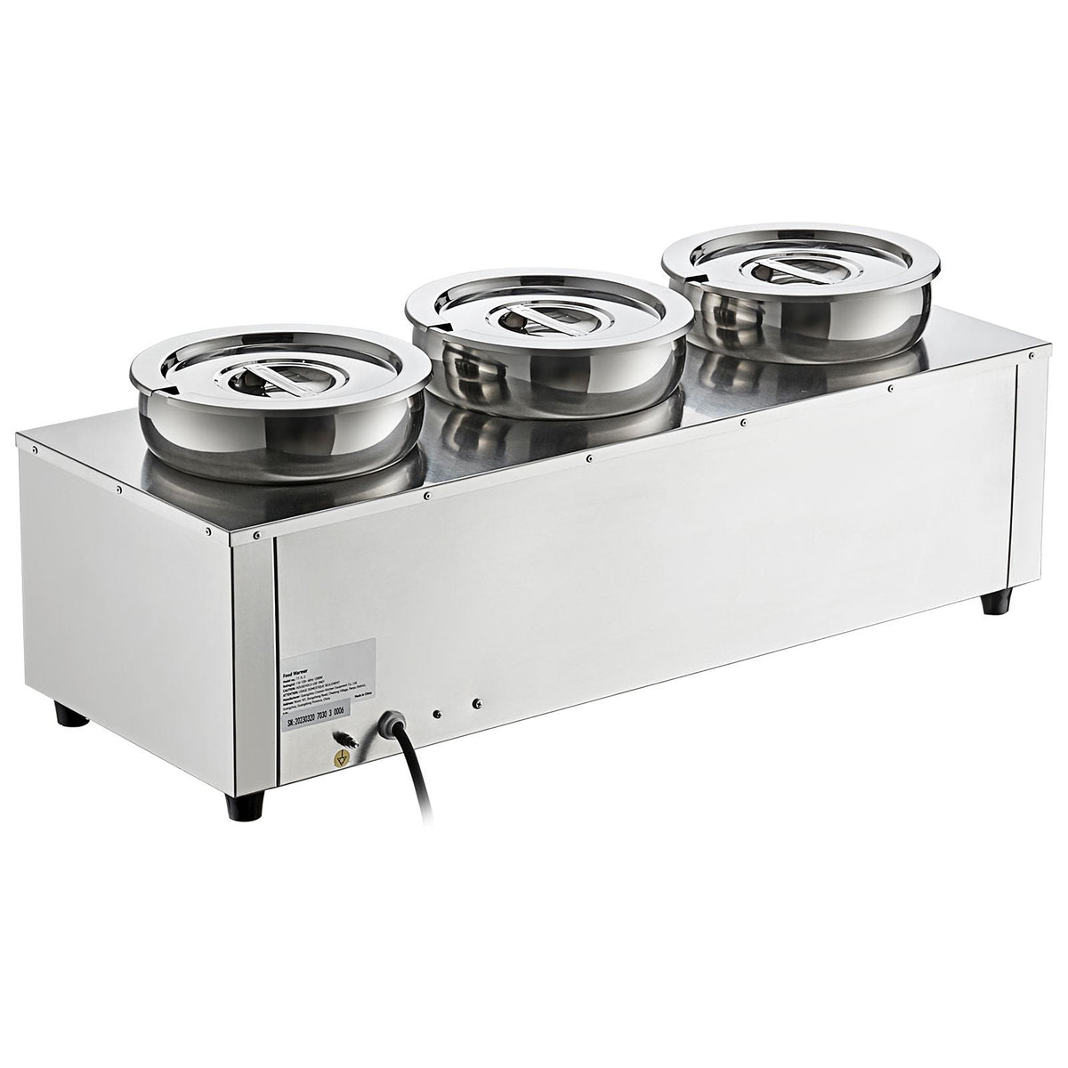 Electric Soup Warmer, Three 7.4QT Stainless Steel Round Pot, 1200W Commercial Food Warmer, 86~185 Fahrenheit Adjustable Temp, Bain Marie with Anti-Dry Burn and Reset Button