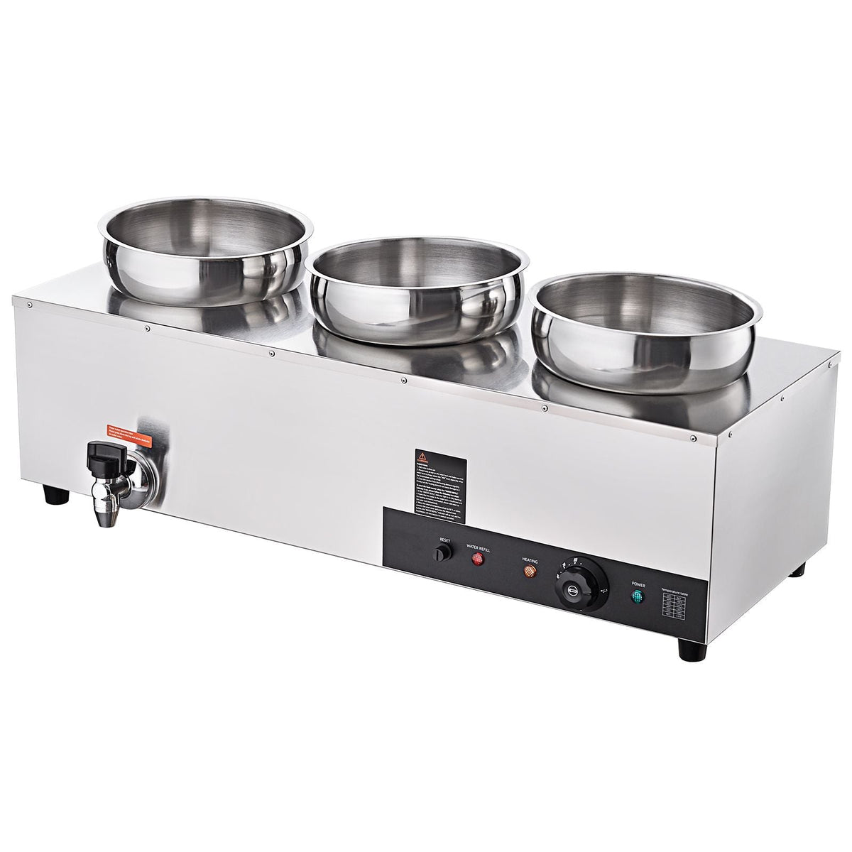 Electric Soup Warmer, Three 7.4QT Stainless Steel Round Pot, 1200W Commercial Food Warmer, 86~185 Fahrenheit Adjustable Temp, Bain Marie with Anti-Dry Burn and Reset Button