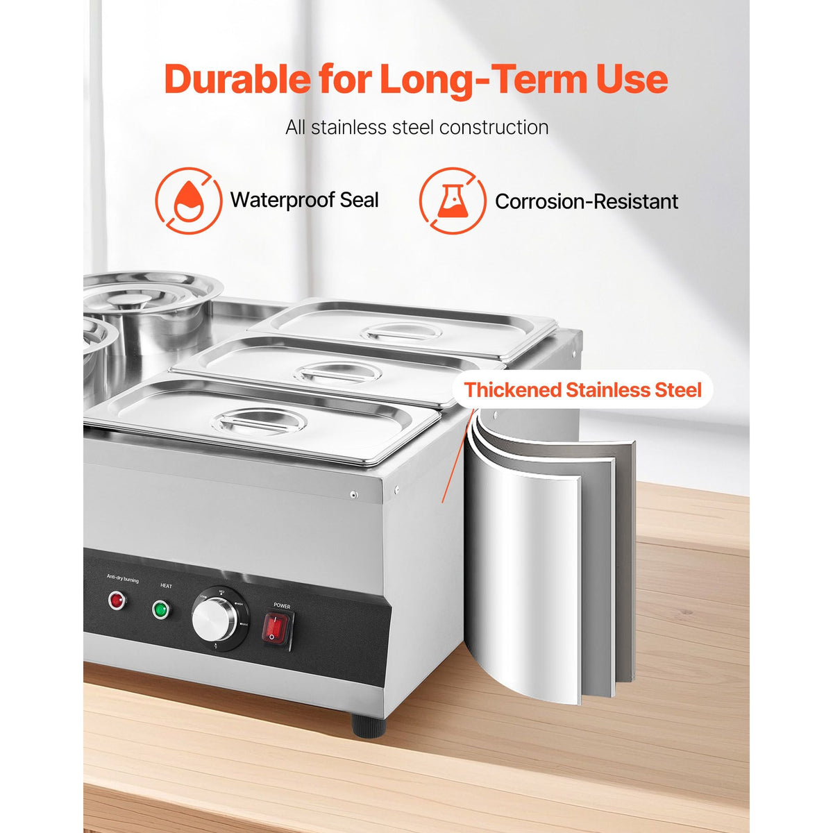 Electric Soup Warmer, Two 6.34QT Pots & Three 1/3 Pans, Stainless Steel Commercial Food Warmer with 86~185 Fahrenheit Adjustable Temp, 1500W Bain Marie, Soup Station for Restaurant, Buffet
