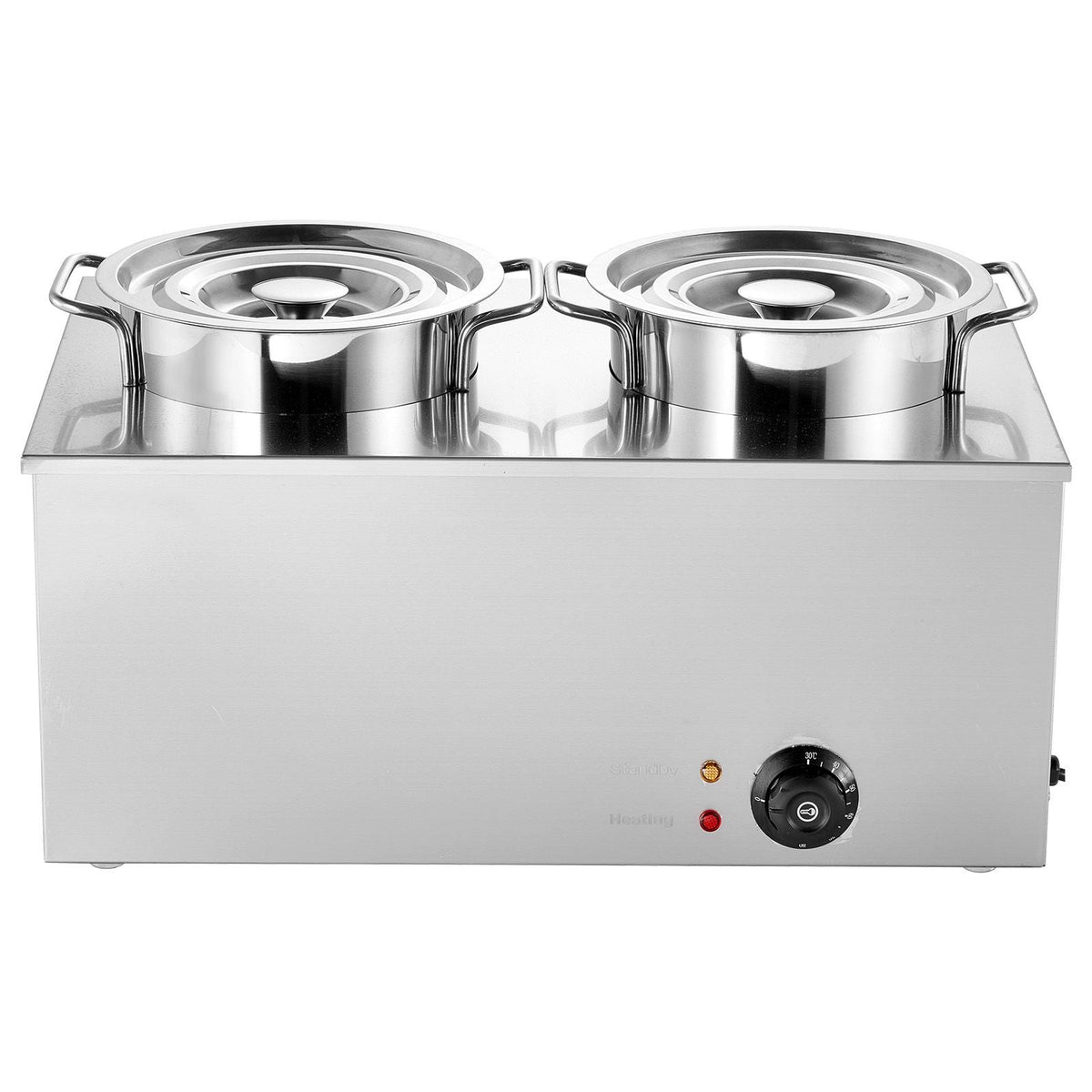 Electric Soup Warmer, Two 6.34QT Stainless Steel Round Pot with 86~185 Fahrenheit Adjustable Temp, 1200W Commercial Bain Marie Compatible with Pans, Soup Station for Restaurant, Buffet