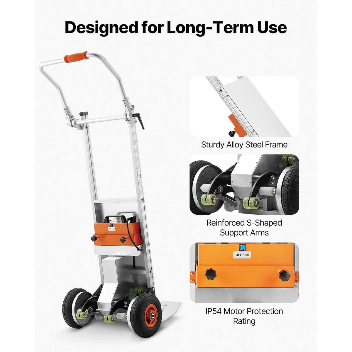 Electric Stair Climbing Dolly, 440lbs Capacity Electric Stair Climbing Hand Trucks with 157.5in Rope & Folding Handle, Heavy Duty Stair Climber for Warehouse Logistics, Moving Furniture(Silver)