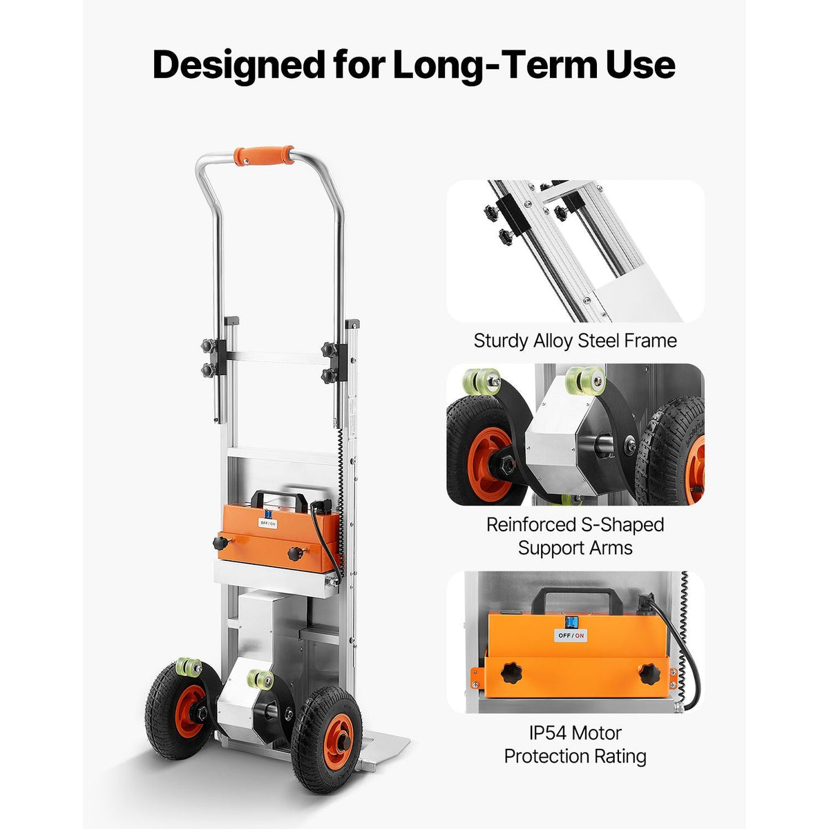 Electric Stair Climbing Dolly, 440lbs Electric Stair Climbing Hand Trucks with 157.5in Rope & Extendable Handle, Heavy Duty Stair Climber for Warehouse Logistics, Moving Furniture(Silver)