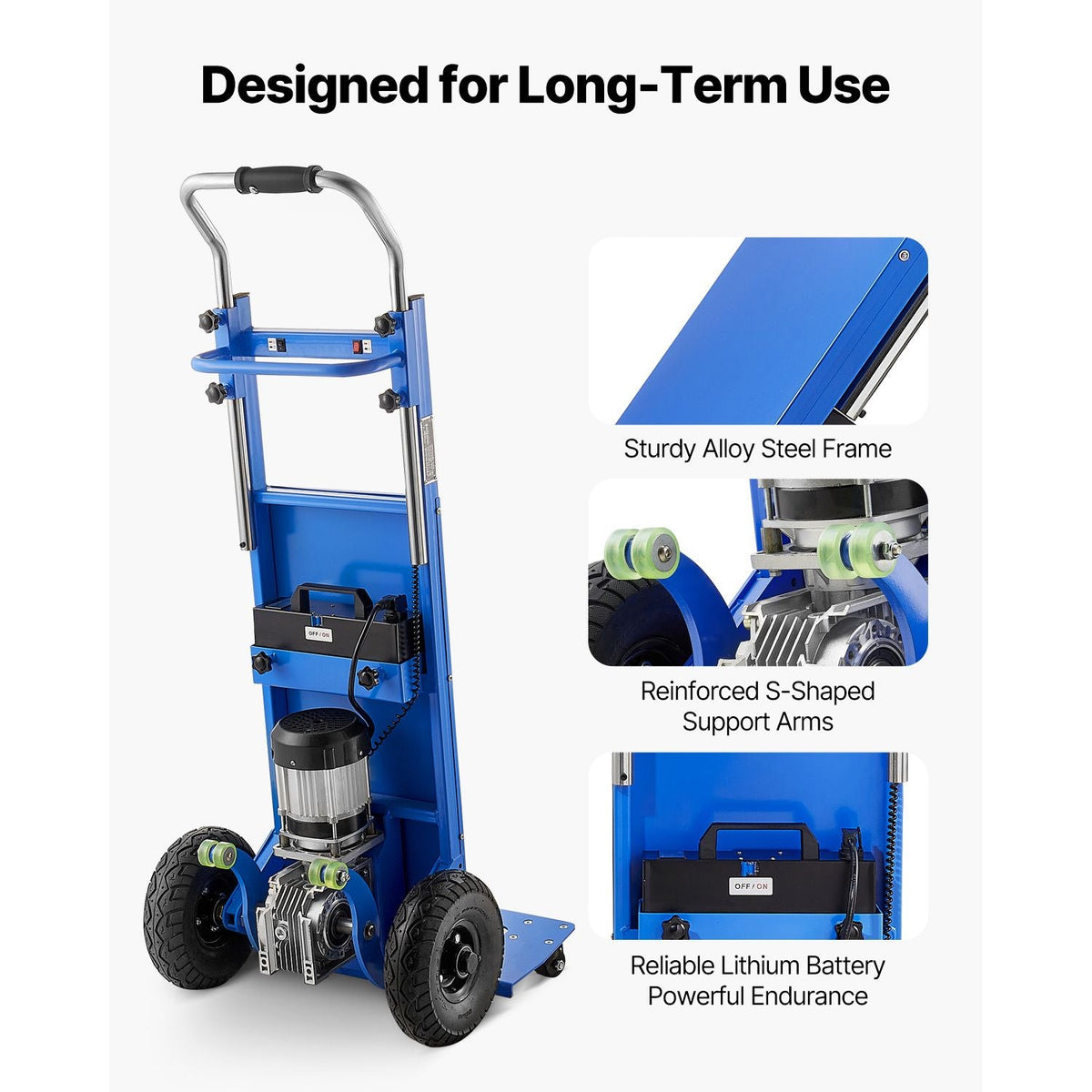 Electric Stair Climbing Dolly, 880lbs Electric Stair Climbing Hand Trucks with 157.5in Rope & Extendable Handle, Heavy Duty Stair Climber for Warehouse Logistics, Moving Furniture(Blue)