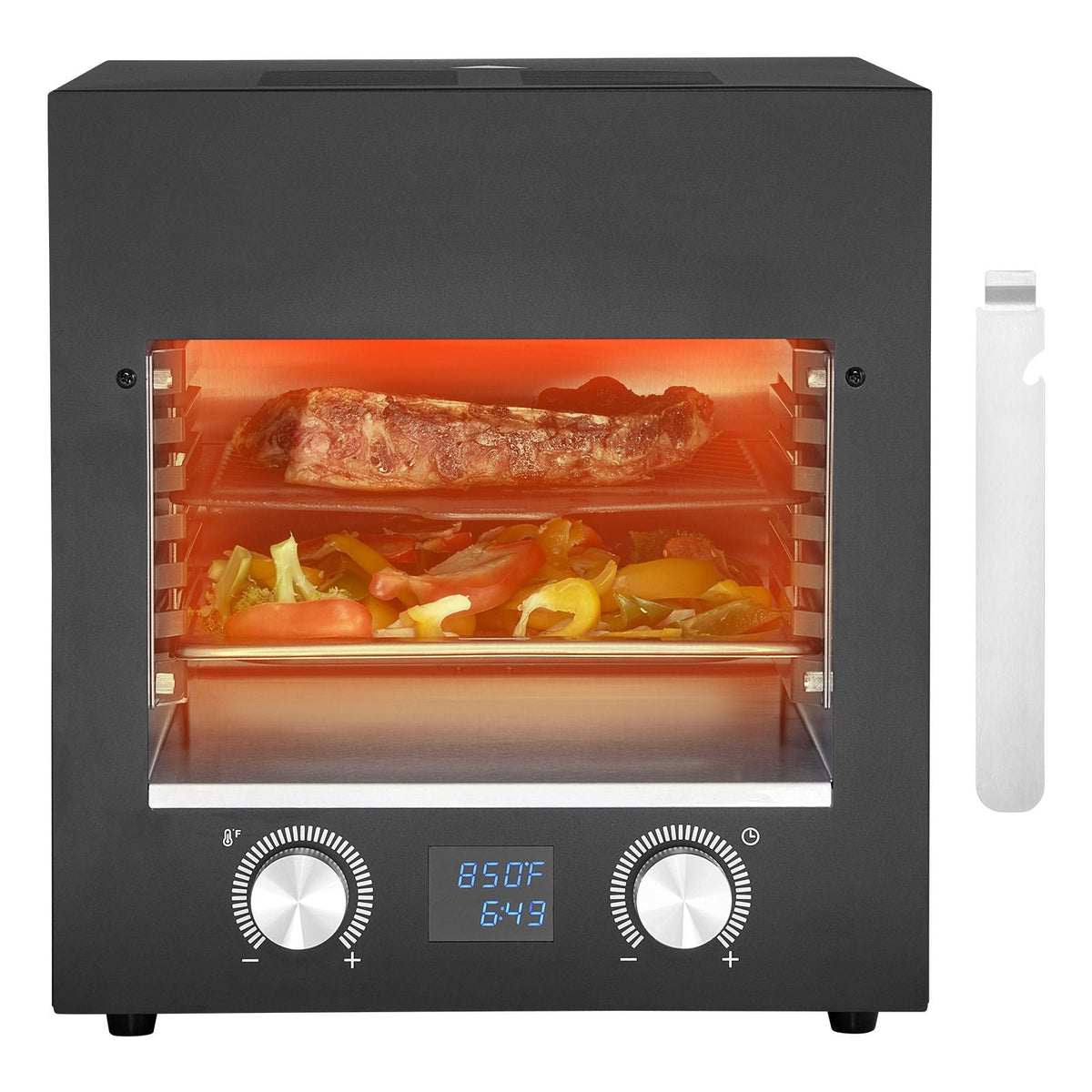 Electric Steak Grill, 1800W Smokeless Infrared Electric Broiler, 1450 Fahrenheit Stainless Steel Steak Cooker with 6-Tier Adjustable Rack, Electric Infrared Grill for BBQ, Toast, Grill, Indoor