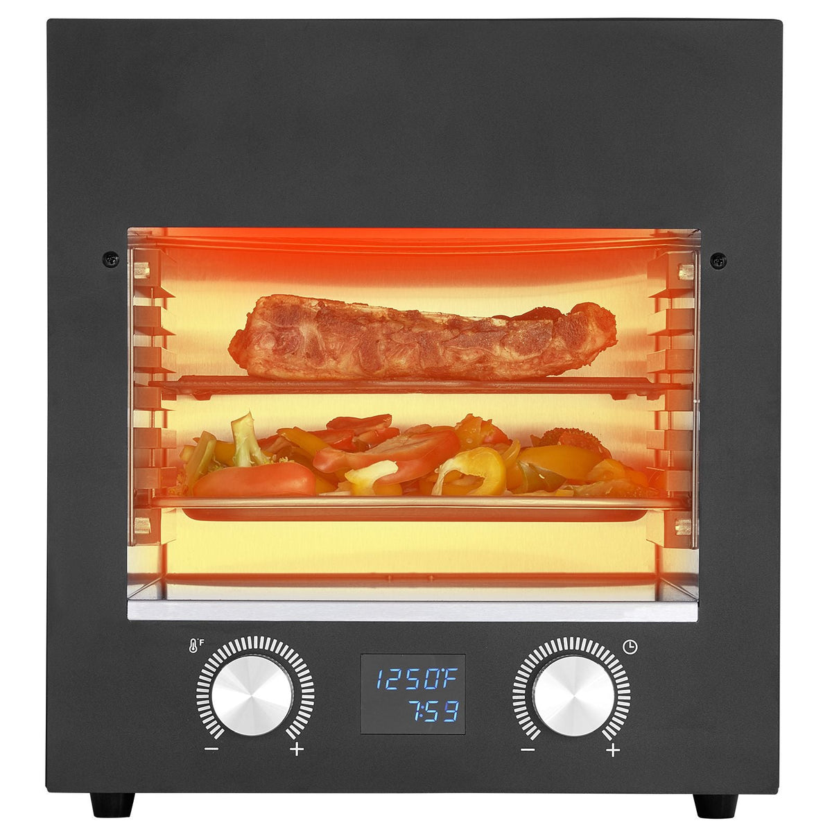 Electric Steak Grill, 1800W Smokeless Infrared Electric Broiler, 1450 Fahrenheit Stainless Steel Steak Cooker with 6-Tier Adjustable Rack, Electric Infrared Grill for BBQ, Toast, Grill, Indoor