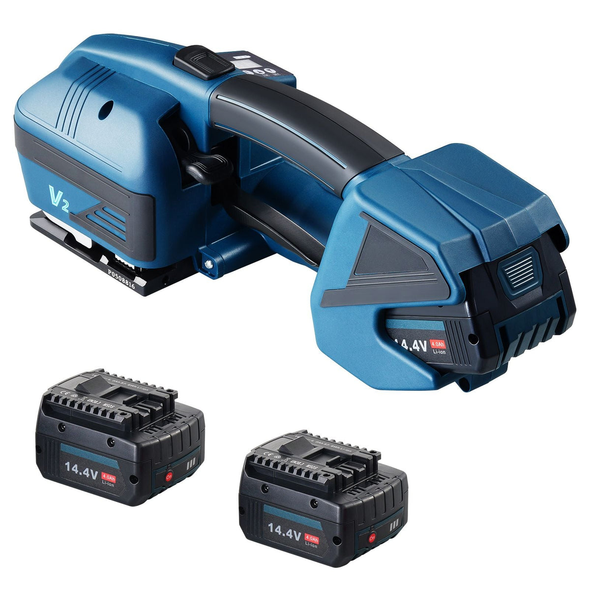 Electric Strapping Machine, for 0.35"-0.63" PP PET Straps, Portable Electric Banding Tool with Digital Display, 2 x 4000mAh Battery Powered Automatic Strapping Tool for Packaging Box Pallet
