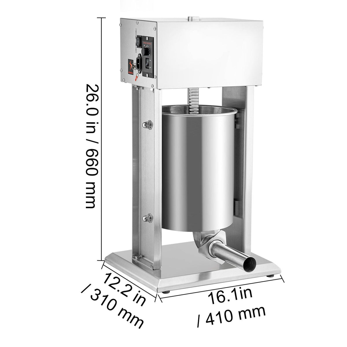 Electric Stuffer, 10L Large Capacity, 200W Vertical Sausage Stuffer with Speed Stepless, 304 Stainless Steel Sausage Machine with 4 Stuffing Tubes, Foot Pedal for Household or Commercial Use