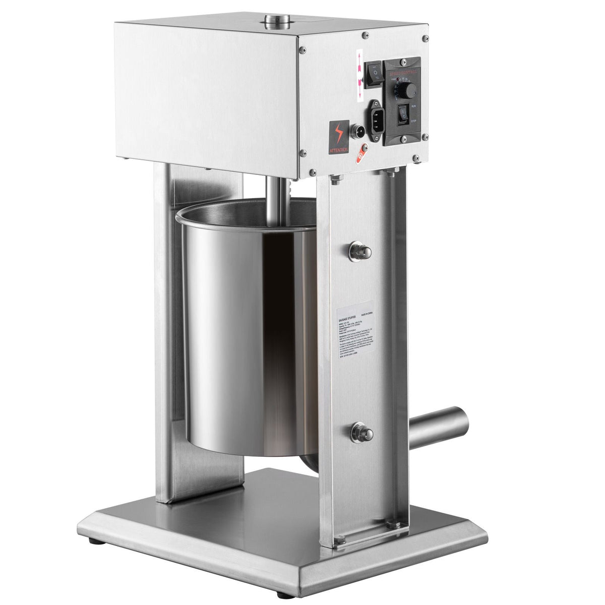 Electric Stuffer, 10L Large Capacity, 200W Vertical Sausage Stuffer with Speed Stepless, 304 Stainless Steel Sausage Machine with 4 Stuffing Tubes, Foot Pedal for Household or Commercial Use