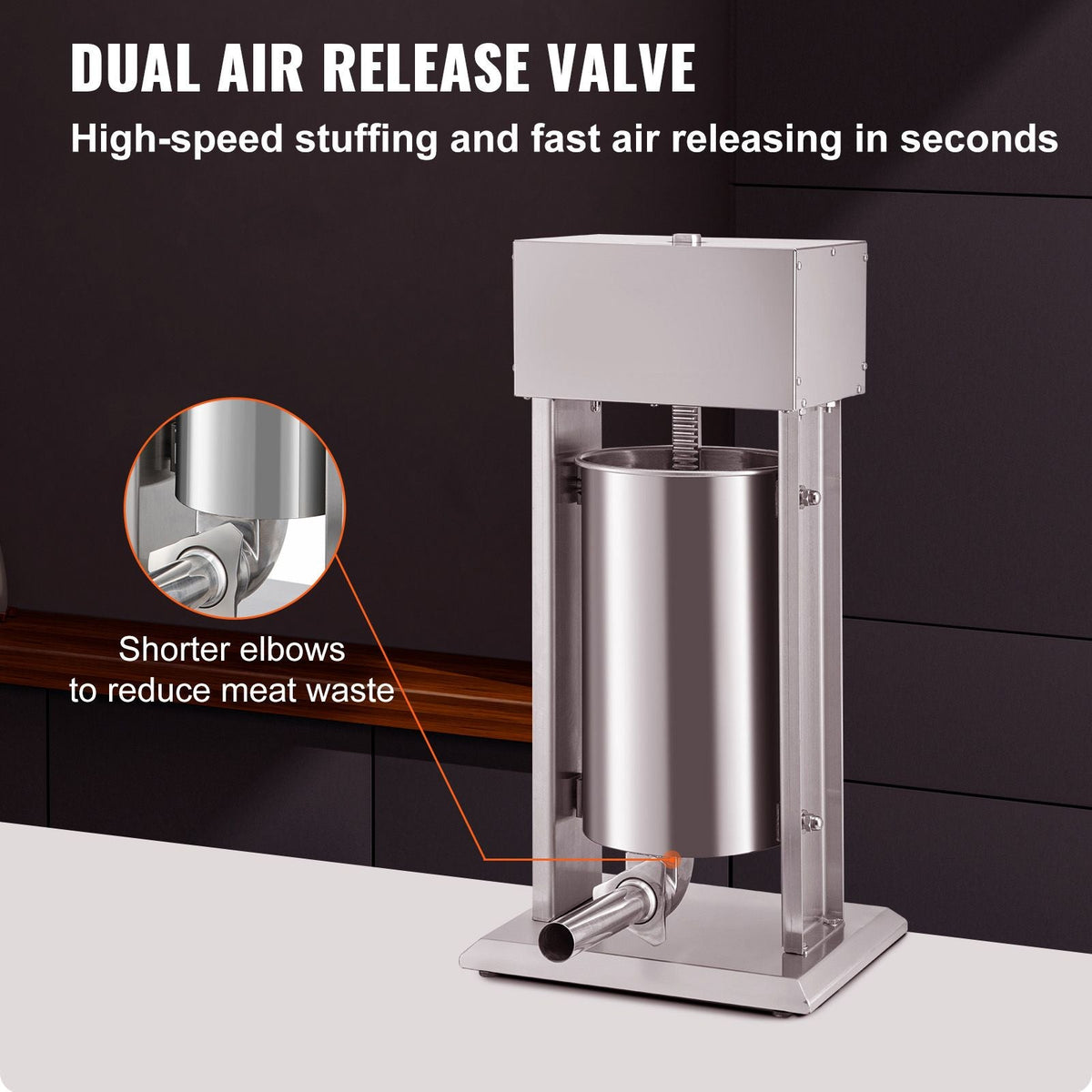 Electric Stuffer, 15L Large Capacity, 260W Vertical Sausage Stuffer with Speed Stepless, 304 Stainless Steel Sausage Machine with 4 Stuffing Tubes, Foot Pedal for Household or Commercial Use