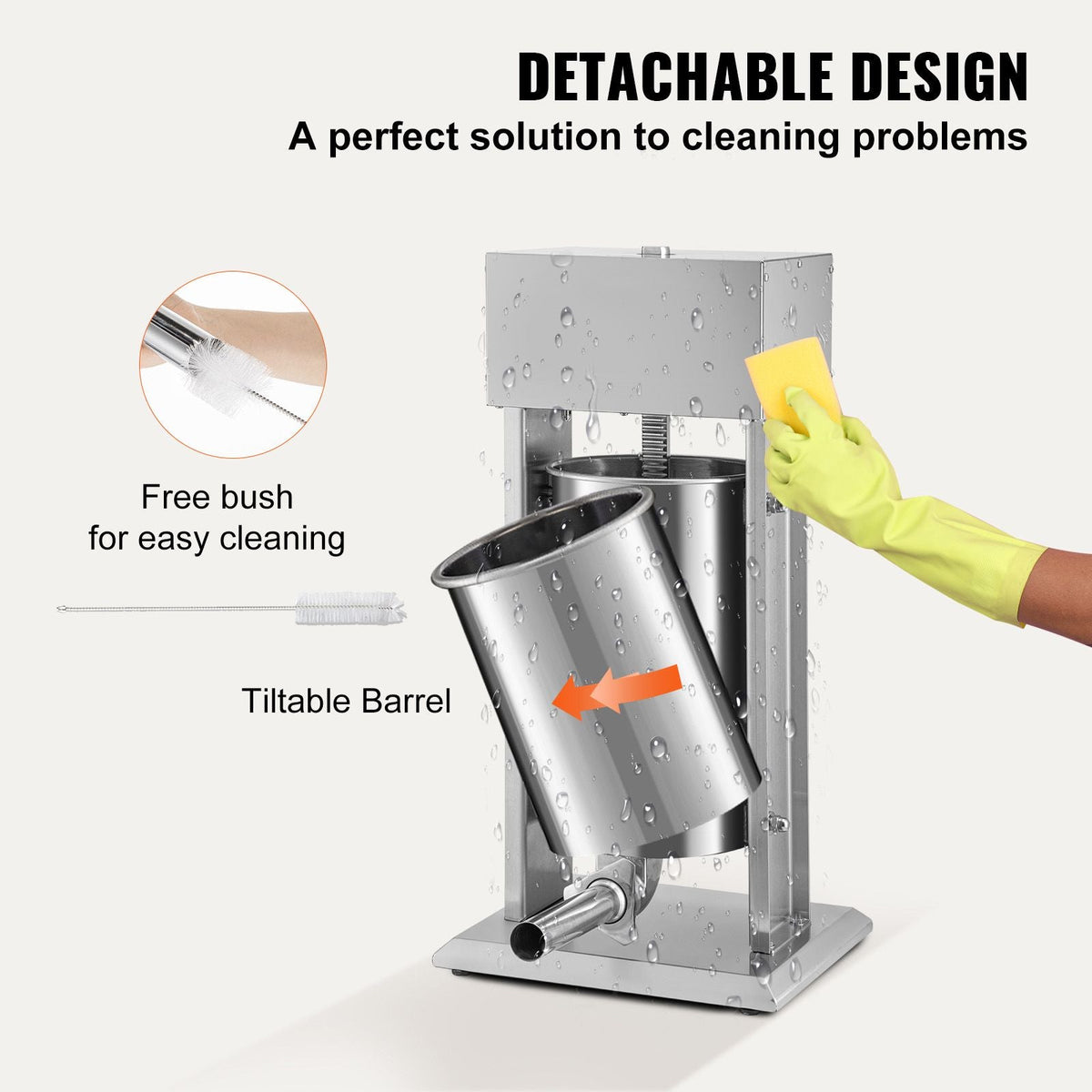 Electric Stuffer, 15L Large Capacity, 260W Vertical Sausage Stuffer with Speed Stepless, 304 Stainless Steel Sausage Machine with 4 Stuffing Tubes, Foot Pedal for Household or Commercial Use