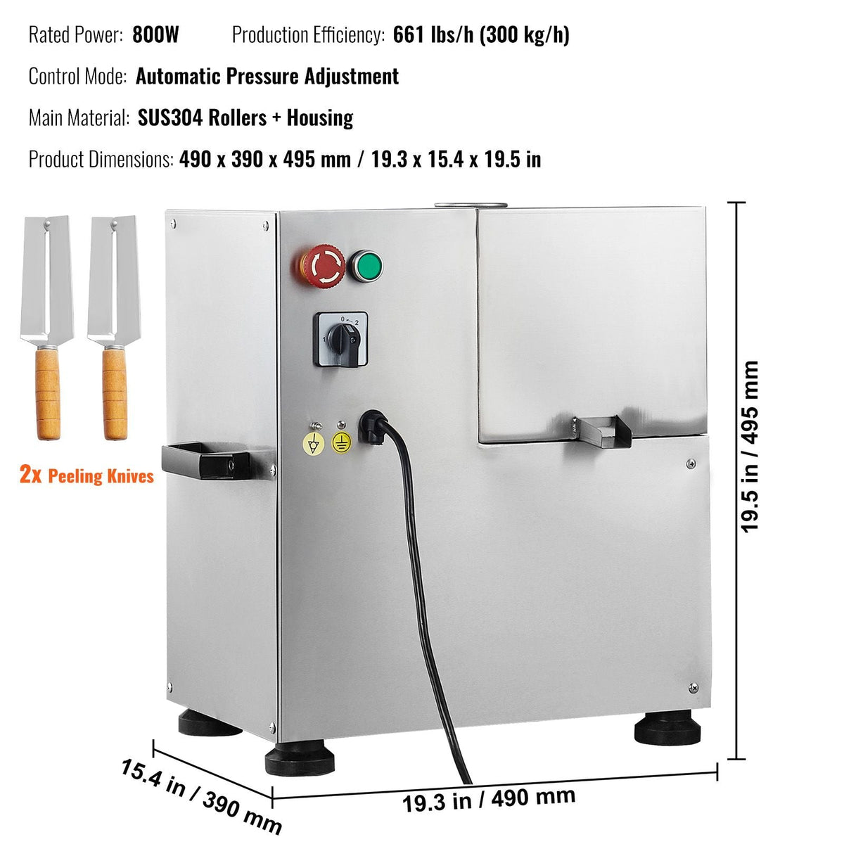 Electric Sugar Cane Juicer, 800W Sugarcane Juicer Machine with 661LBS/H High Output, 4 Stainless Steel Roller, Auto Roller Pressure Adjustment Sugarcane Juice Press Extractor for Home/Commercial
