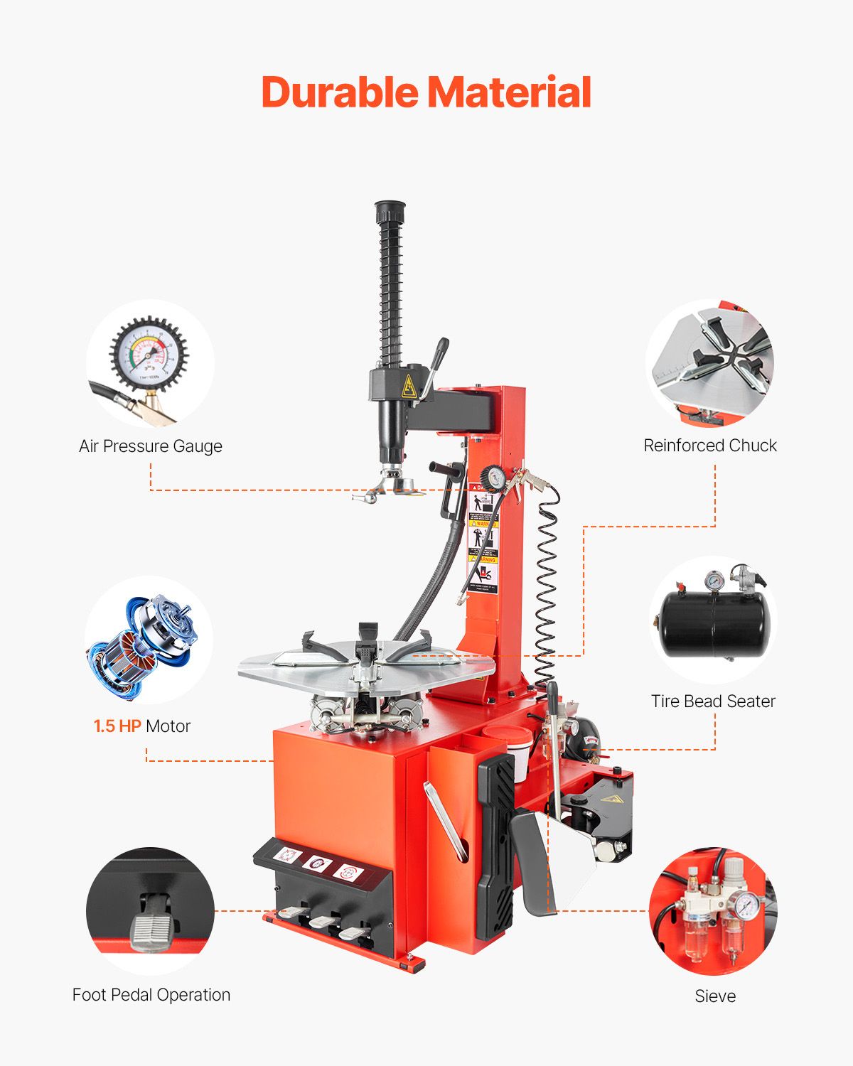 Electric Tire Changer, 18" Spindle, Durable Tire Changer Tire Balancer with 1.5 HP Motor, Accurate Tire Changer Tire Balancer with Auto Calibration Mode, FIt for Sedans/SUVs/Pickup Trucks
