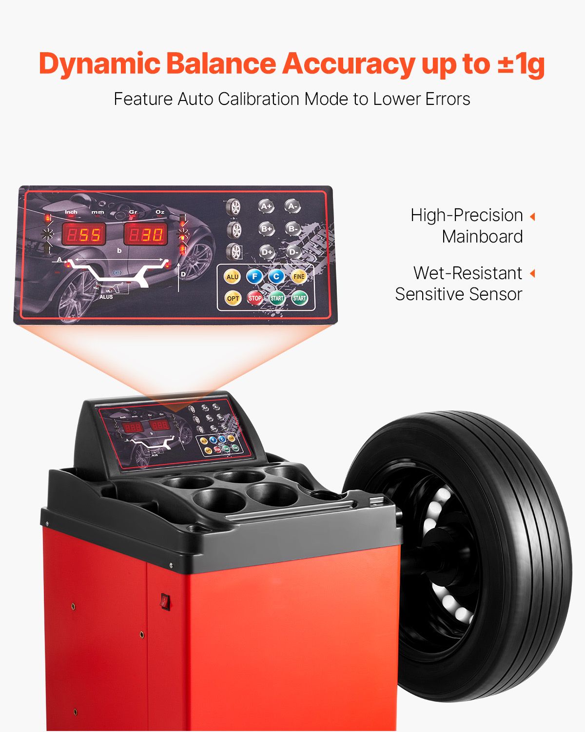 Electric Tire Changer, 18" Spindle, Durable Tire Changer Tire Balancer with 1.5 HP Motor, Accurate Tire Changer Tire Balancer with Auto Calibration Mode, FIt for Sedans/SUVs/Pickup Trucks