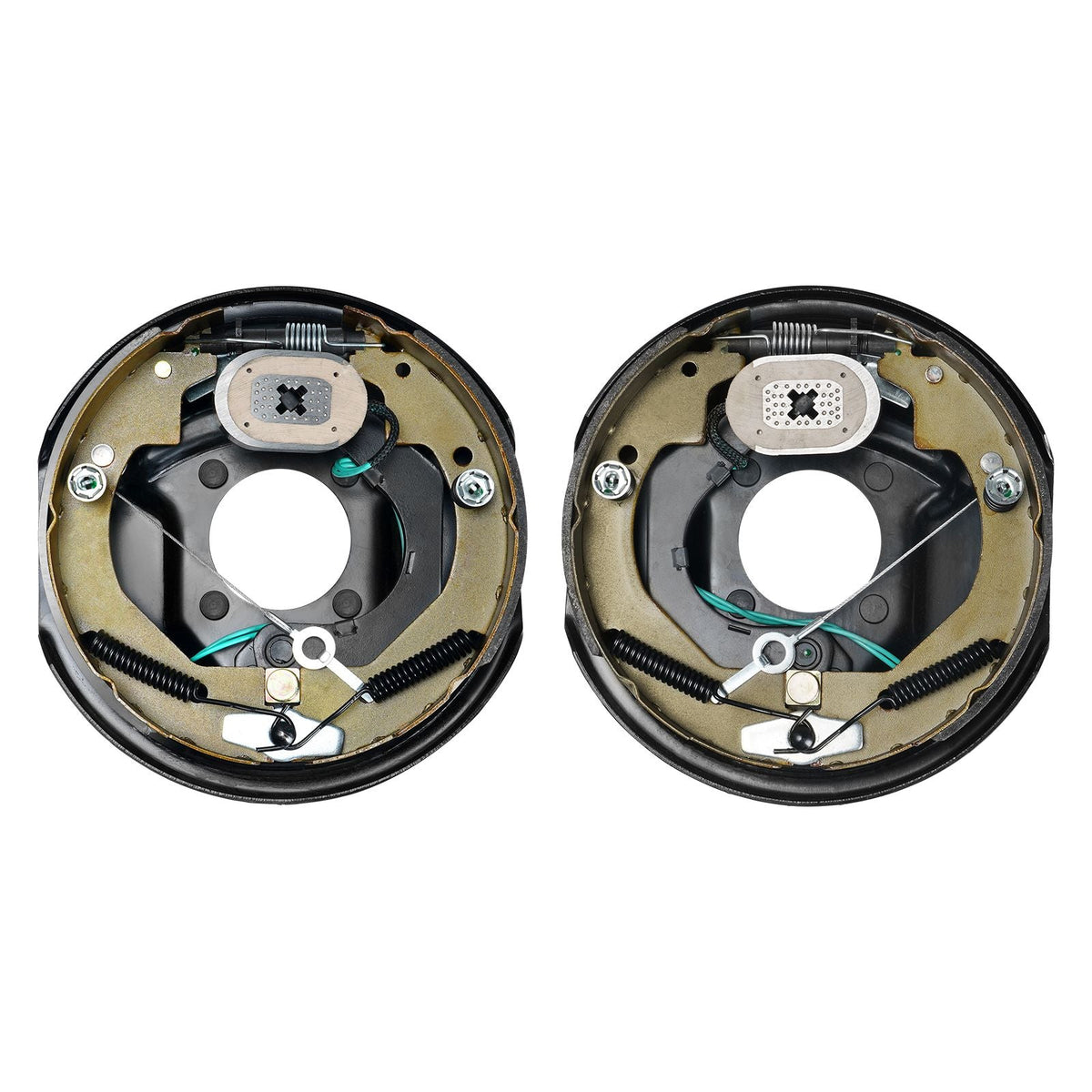 Electric Trailer Brake Assembly, 10" x 2-1/4", 1 Pair Self-Adjusting Electric Brakes Kit for 3500 lbs Axle, 4-Hole Mounting, Backing Plates for Brake System Part Replacement (1 Right + 1 Left)