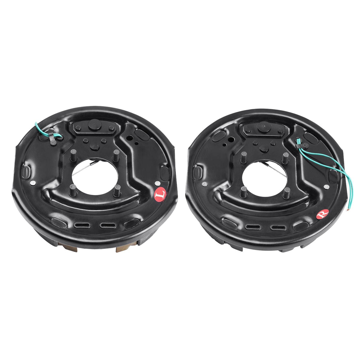 Electric Trailer Brake Assembly, 10" x 2-1/4", 1 Pair Self-Adjusting Electric Brakes Kit for 3500 lbs Axle, 4-Hole Mounting, Backing Plates for Brake System Part Replacement (1 Right + 1 Left)