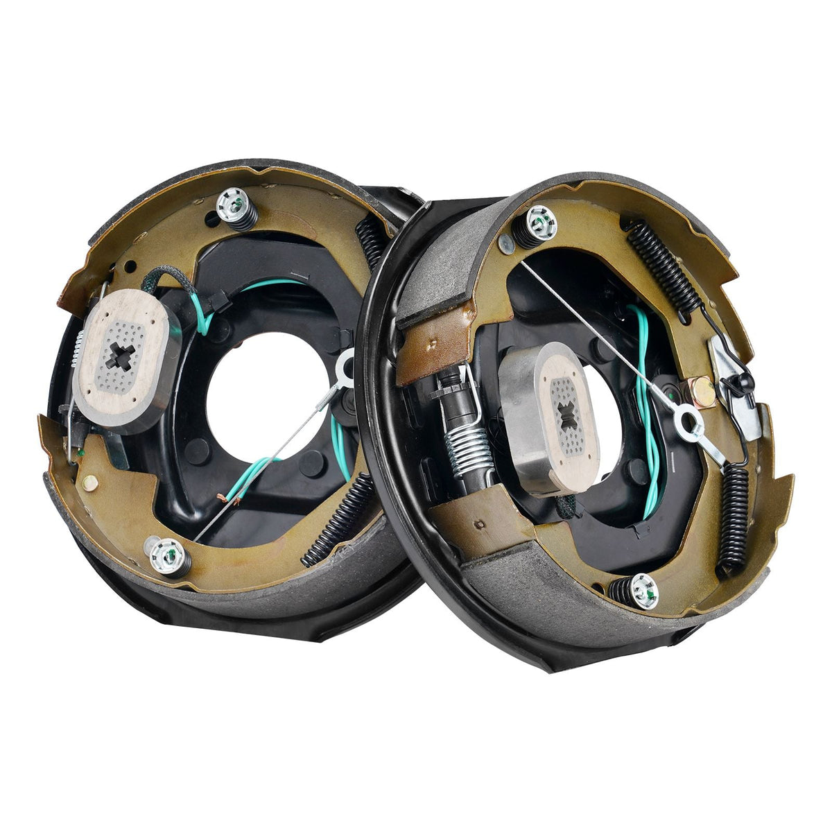 Electric Trailer Brake Assembly, 10" x 2-1/4", 1 Pair Self-Adjusting Electric Brakes Kit for 3500 lbs Axle, 4-Hole Mounting, Backing Plates for Brake System Part Replacement (1 Right + 1 Left)