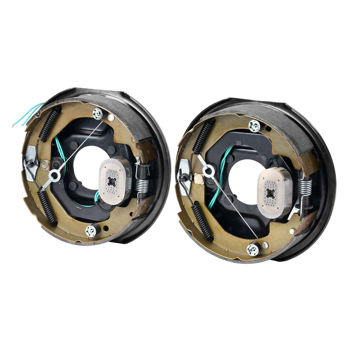 Electric Trailer Brake Assembly, 10" x 2-1/4", 1 Pair Self-Adjusting Electric Brakes Kit for 3500 lbs Axle, 4-Hole Mounting, Backing Plates for Brake System Part Replacement (1 Right + 1 Left)
