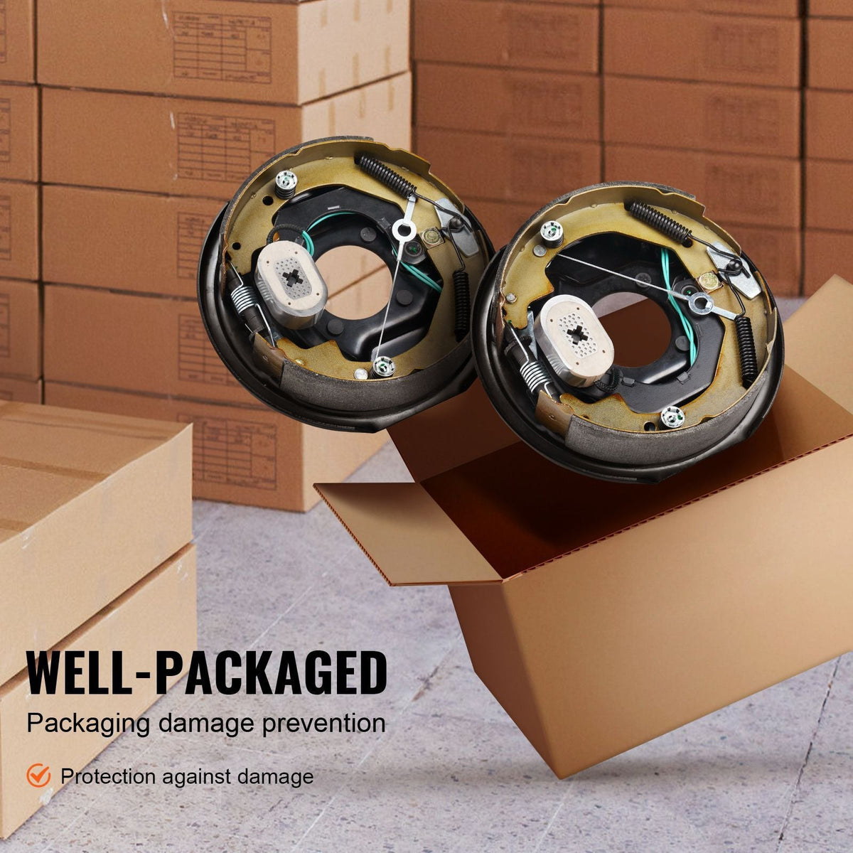 Electric Trailer Brake Assembly, 10" x 2-1/4", 1 Pair Self-Adjusting Electric Brakes Kit for 3500 lbs Axle, 4-Hole Mounting, Backing Plates for Brake System Part Replacement (1 Right + 1 Left)