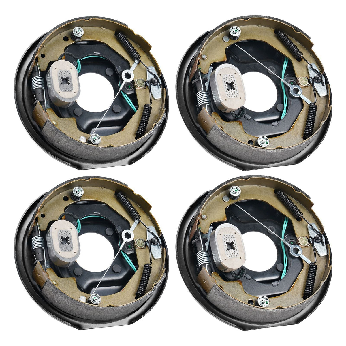 Electric Trailer Brake Assembly, 10" x 2-1/4", 2 Pairs Self-Adjusting Electric Brakes Kit for 3500 lbs Axle, 4-Hole Mounting, Backing Plates for Brake System Part Replacement (2 Right + 2 Left)