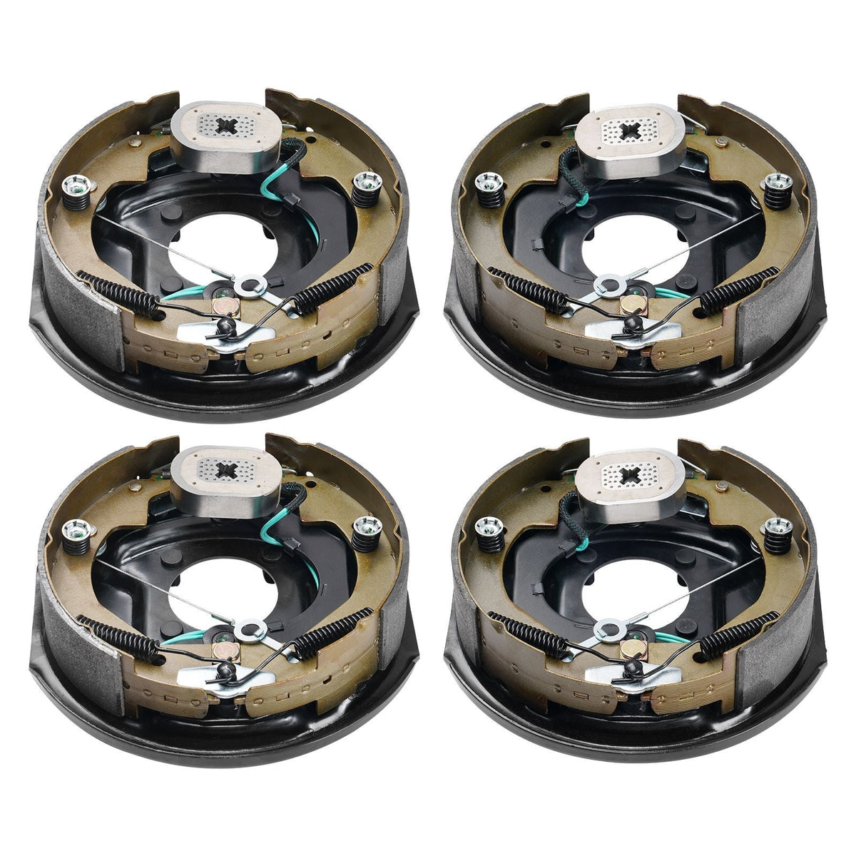 Electric Trailer Brake Assembly, 10" x 2-1/4", 2 Pairs Self-Adjusting Electric Brakes Kit for 3500 lbs Axle, 4-Hole Mounting, Backing Plates for Brake System Part Replacement (2 Right + 2 Left)