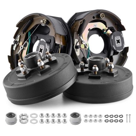 Electric Trailer Brake Assembly, 10 x 2-1/4 Inch, 1 Pair Self-Adjusting Electric Brakes Kit for 3500 lbs Trailer Axle, Backing Plates for Braking System Part Replacement, Fit for Trailers, RVs