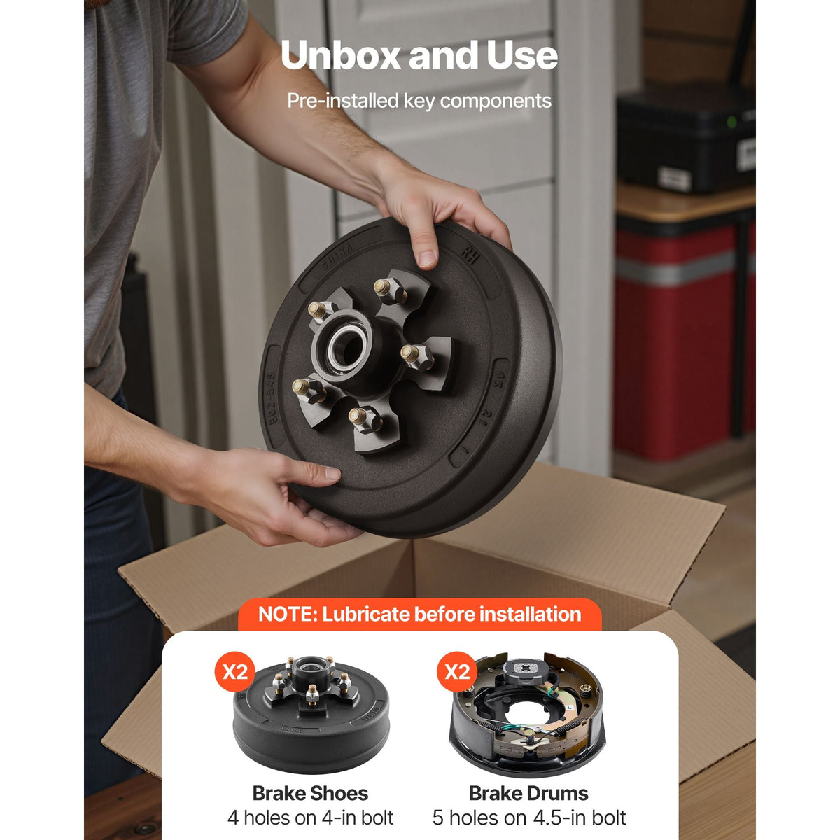 Electric Trailer Brake Assembly, 10 x 2-1/4 Inch, 1 Pair Self-Adjusting Electric Brakes Kit for 3500 lbs Trailer Axle, Backing Plates for Braking System Part Replacement, Fit for Trailers, RVs