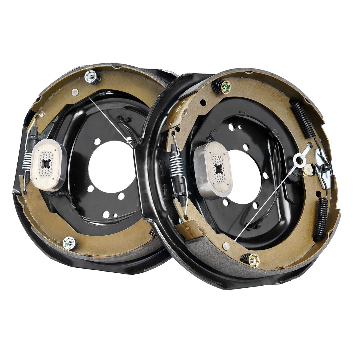 Electric Trailer Brake Assembly, 12" x 2", 1 Pair Self-Adjusting Electric Brakes Kit for 7000 lbs Axle, 5-Hole Mounting, Backing Plates for Braking System Part Replacement (1 Right + 1 Left)